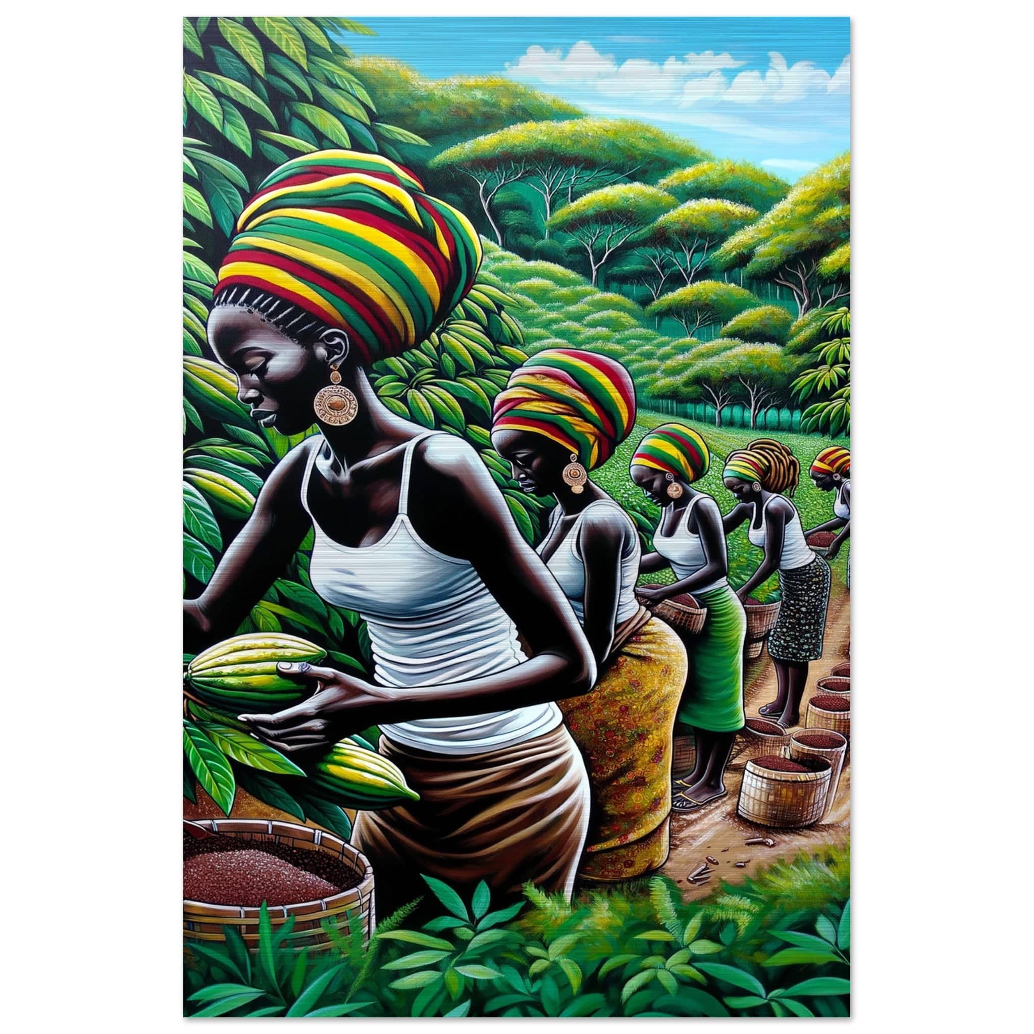 My Store Print Material 50x75 cm / 20x30″ Cocoa Farming Sisters One Brushed Aluminum Print