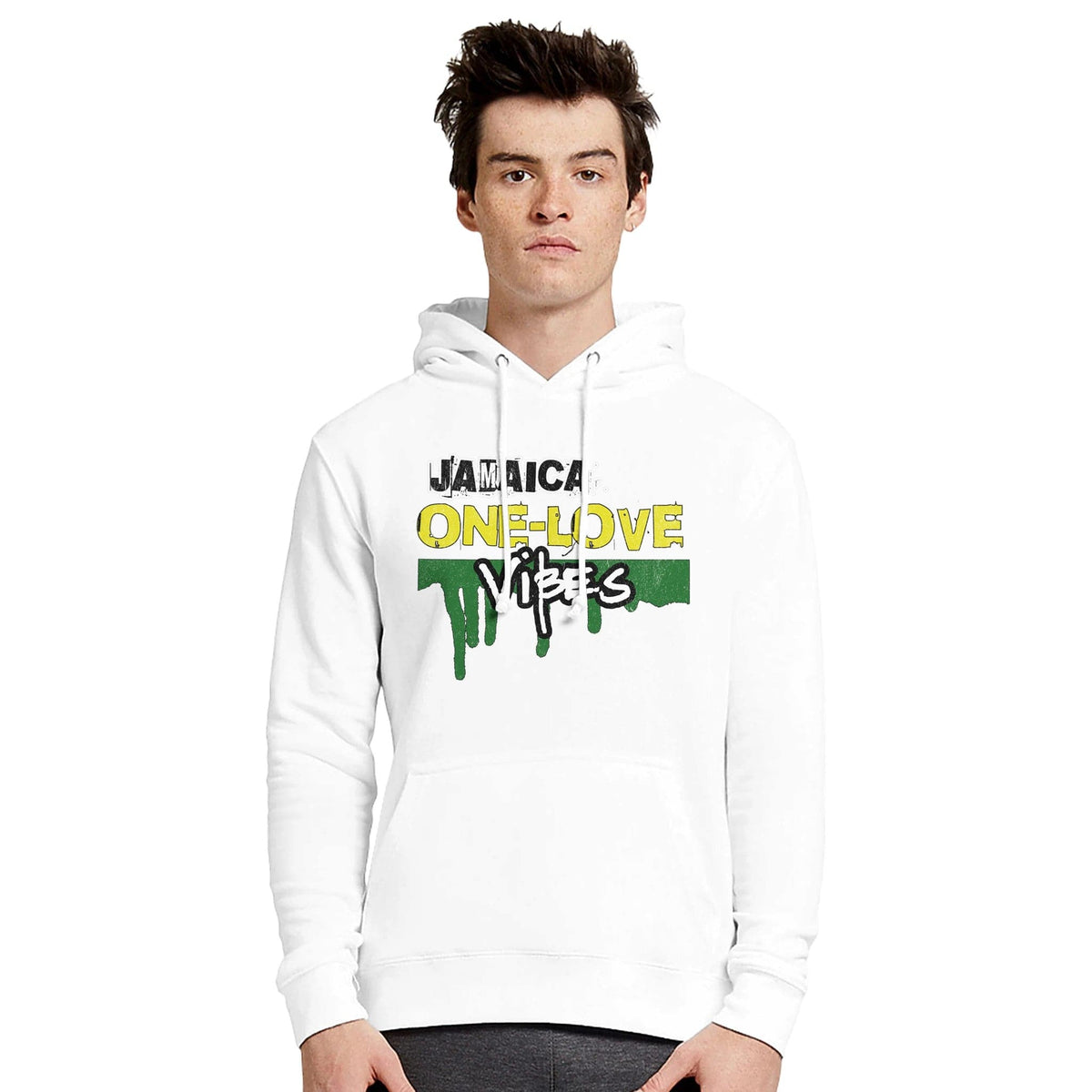 My Store T-Shirts Jamaica One Love Vibes Premium Unisex Pullover Hoodie | Laneseven LS13001 White