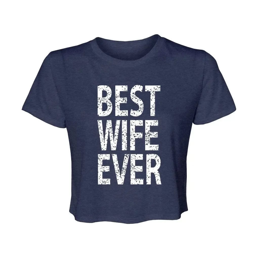 Awkward Styles S / Heather Navy Best Wife Ever Women’s Flowy Cropped Tee