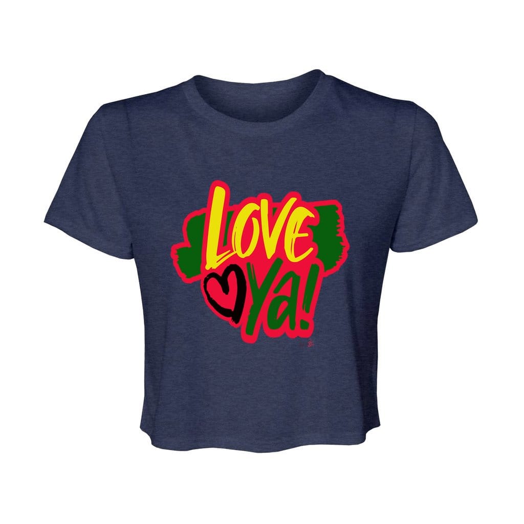 Awkward Styles S / Heather Navy Love Ya Women’s Flowy Cropped Tee