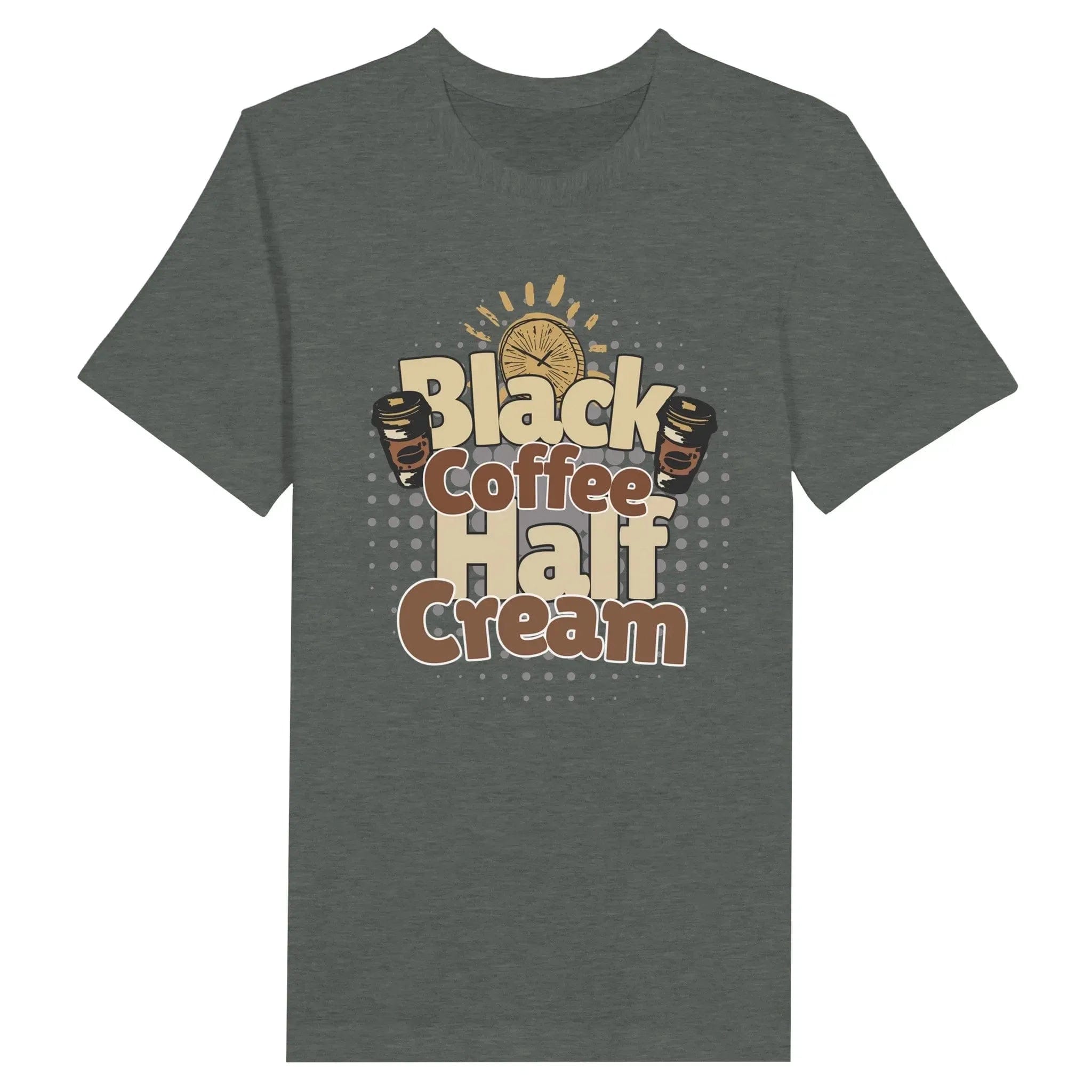 Stylish3Tees.com Print Material Deep Heather / S Black Coffee-Half Cream Premium Unisex Crewneck T-shirt