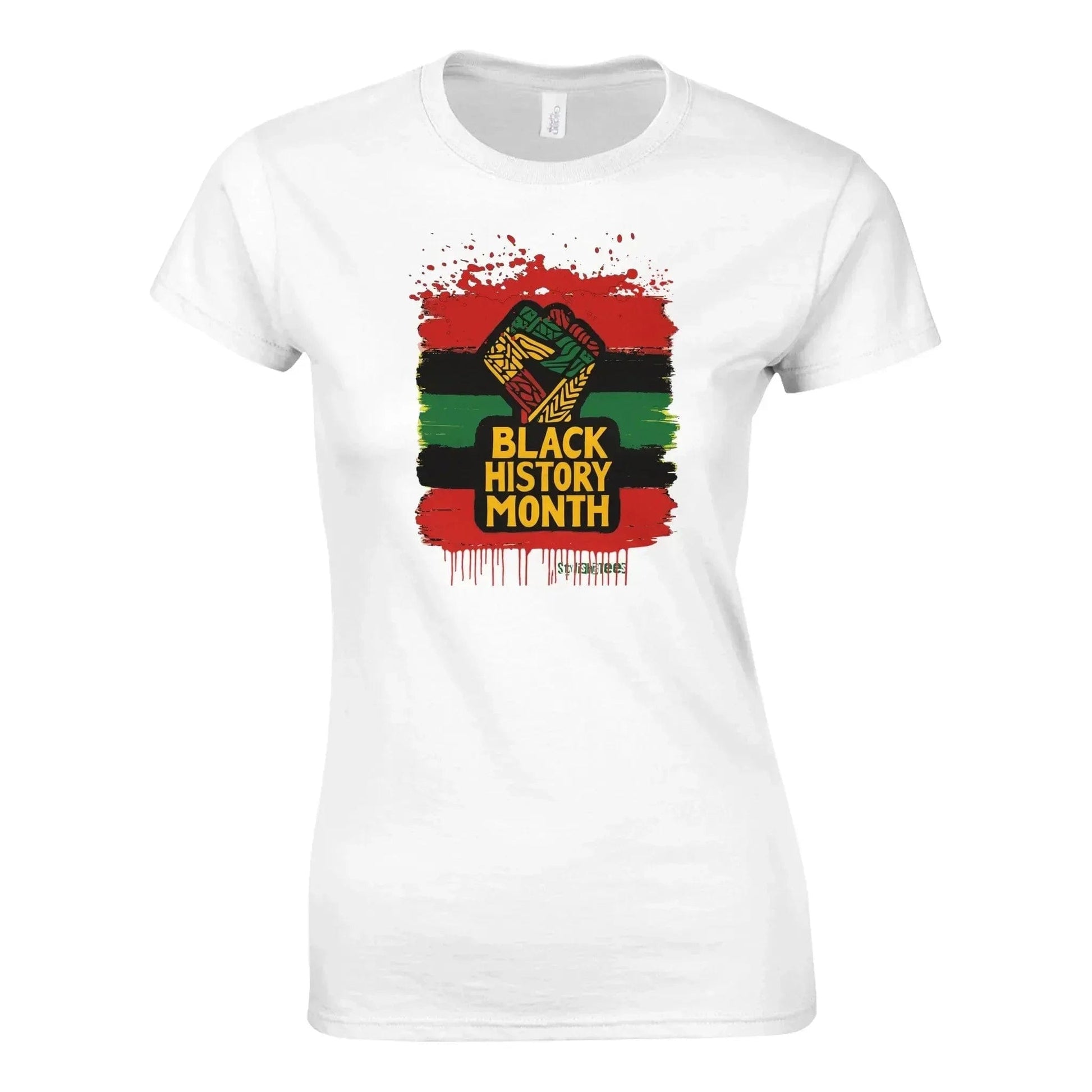 Stylish3Tees.com Print Material White / S Black History Month Classic Womens Crewneck T-shirt | Gildan® 64000L