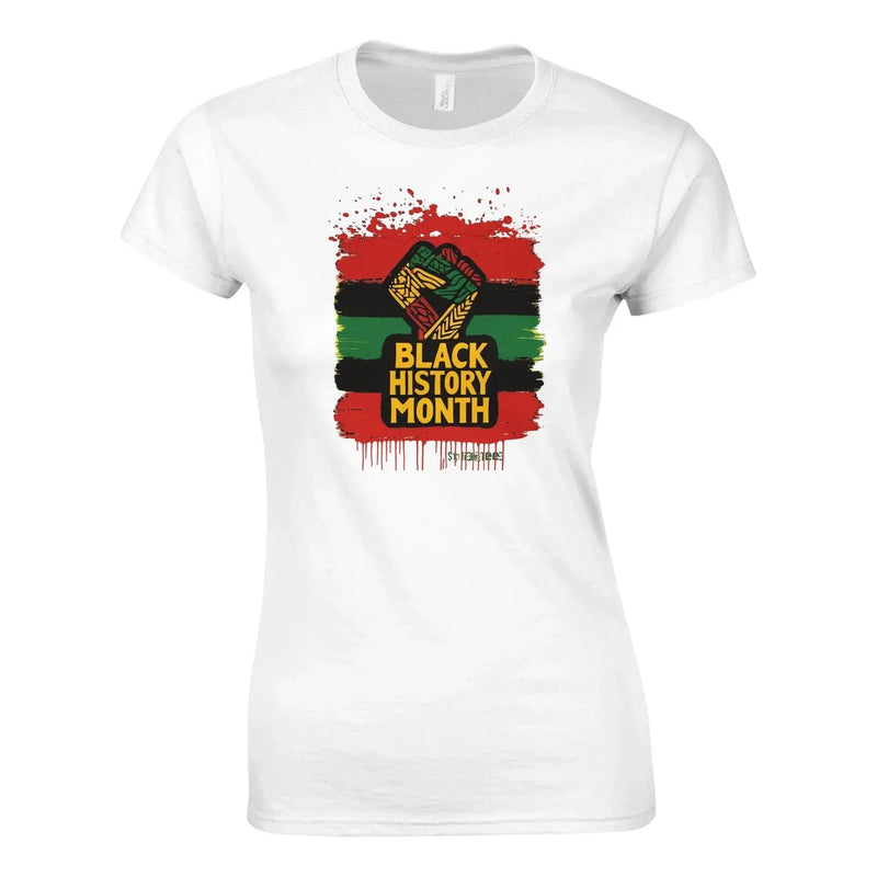 Stylish3Tees.com Print Material White / S Black History Month Classic Womens Crewneck T-shirt | Gildan® 64000L