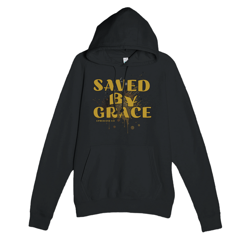 My Store Print Material Black / XS Saved By Grace. Premium Unisex Pullover Hoodie | Laneseven LS13001