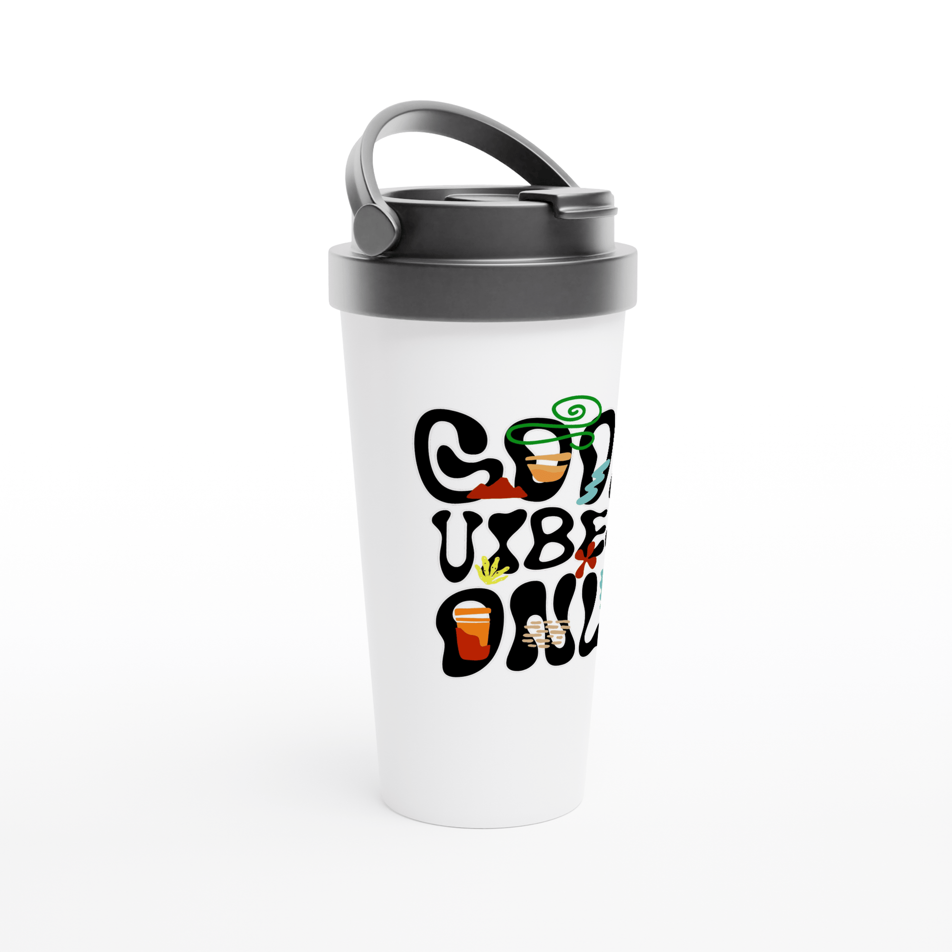 My Store Cups Good Vibes Only White 15oz Stainless Steel Travel Mug