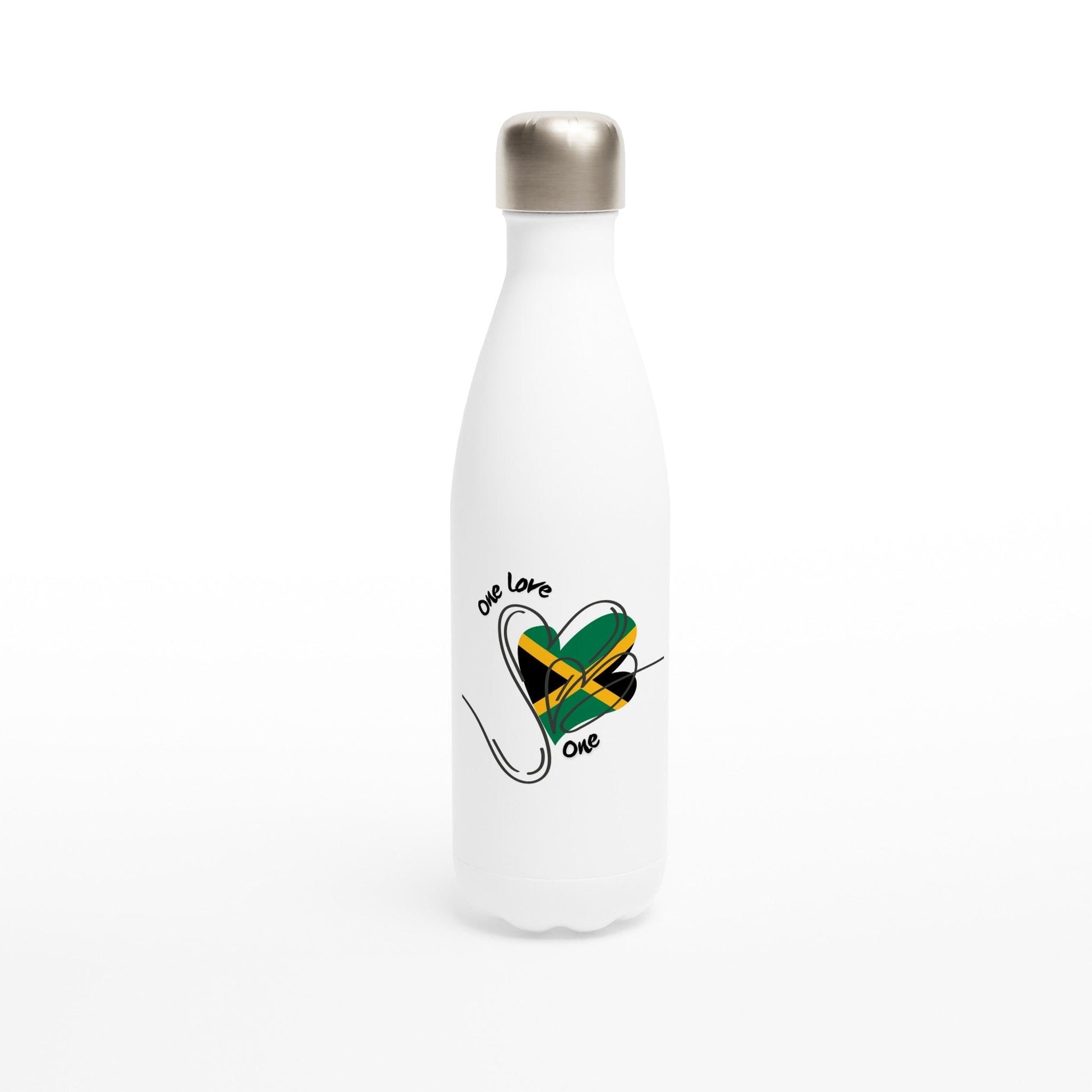 Stylish3Tees.com Print Material One Love One Heart White 17oz Stainless Steel Water Bottle