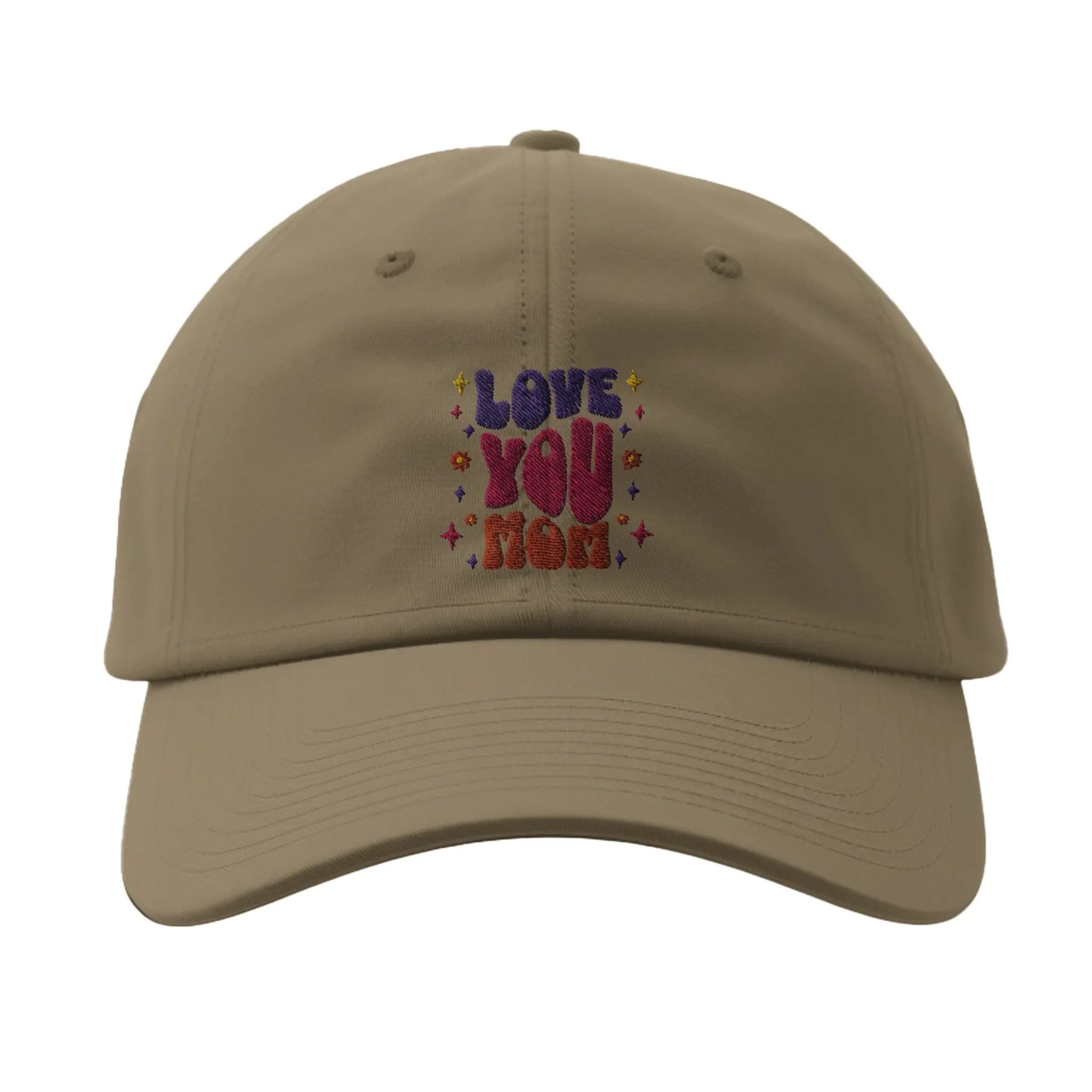 Stylish3Tees.com Print Material Khaki Love You Mom Fitted Baseball Cap | Flexfit 6277