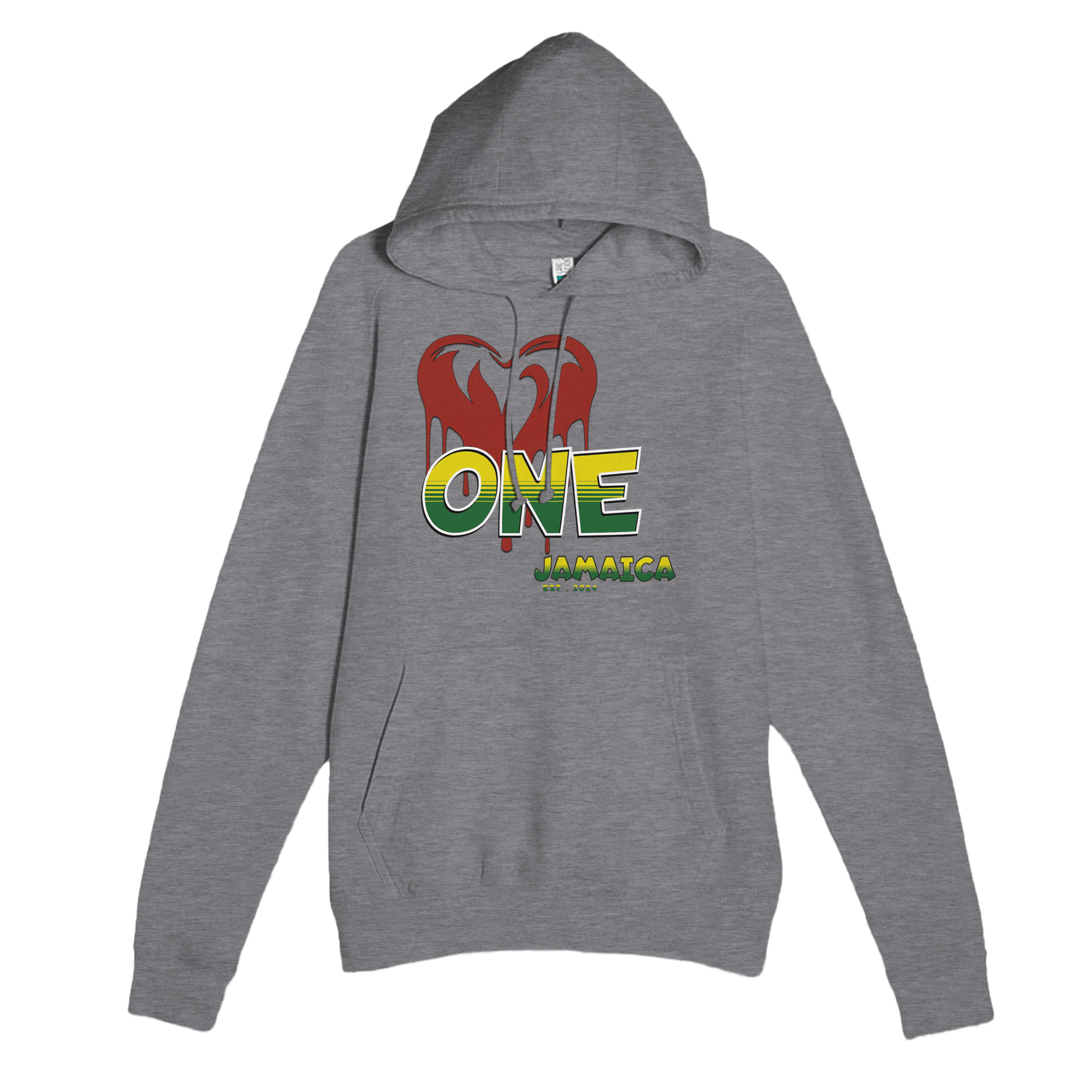 Stylish3Tees.com Print Material Graphite Heather / XS One Love One Heart Jamaica Premium Unisex Pullover Hoodie | Lane seven LS13001