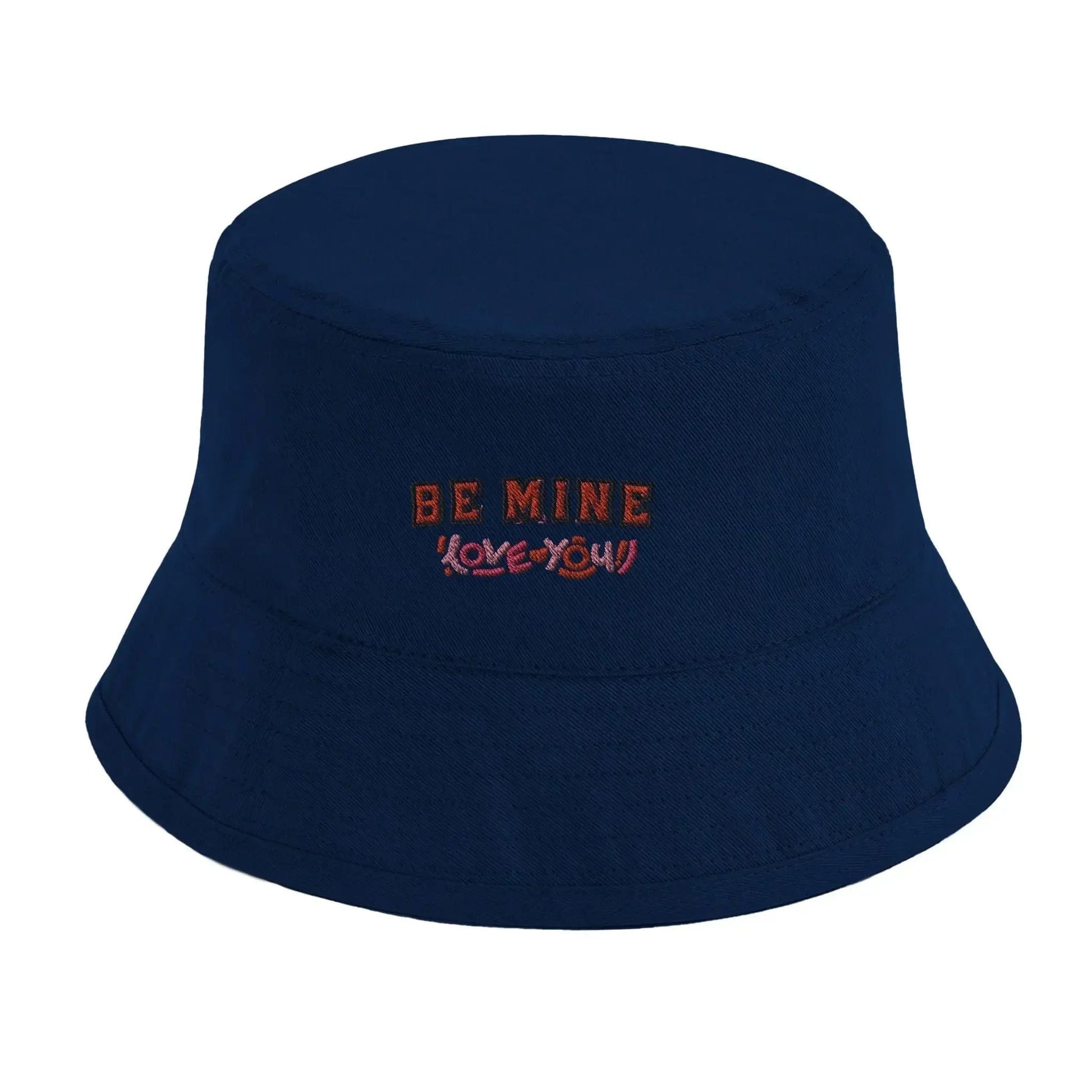 Stylish3Tees.com Print Material Navy Be Mine, Love You Design Organic Cotton Bucket Hat | Beechfield B90N