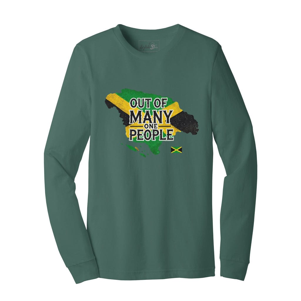 Awkward Styles S / Heather Forest Jamaica Out Of many One People Unisex Jersey Long Sleeve Tee