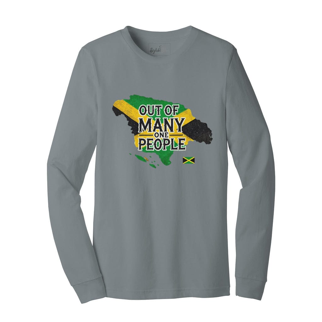 Awkward Styles XS / Athletic Heather Jamaica Out Of many One People Unisex Jersey Long Sleeve Tee