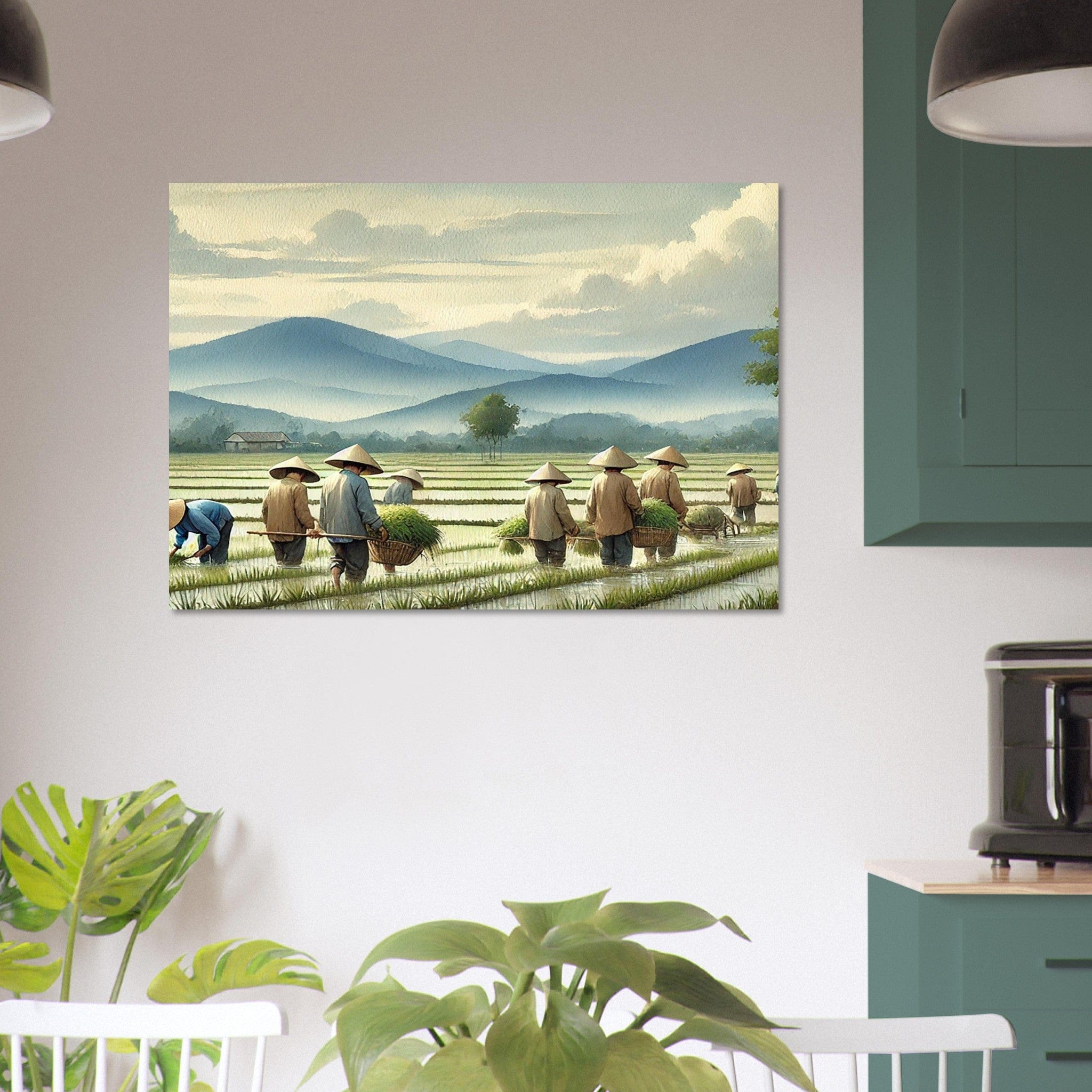 My Store Print Material Paddy Rice Farming Two Aluminum Print
