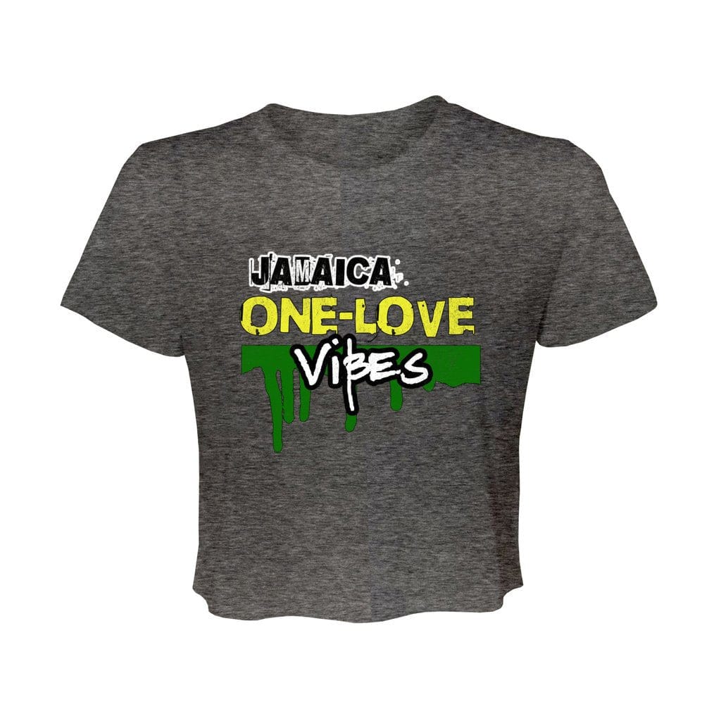 Awkward Styles S / Dark Grey Heather Jamaica One Love Vibes. Women’s Flowy Cropped Tee