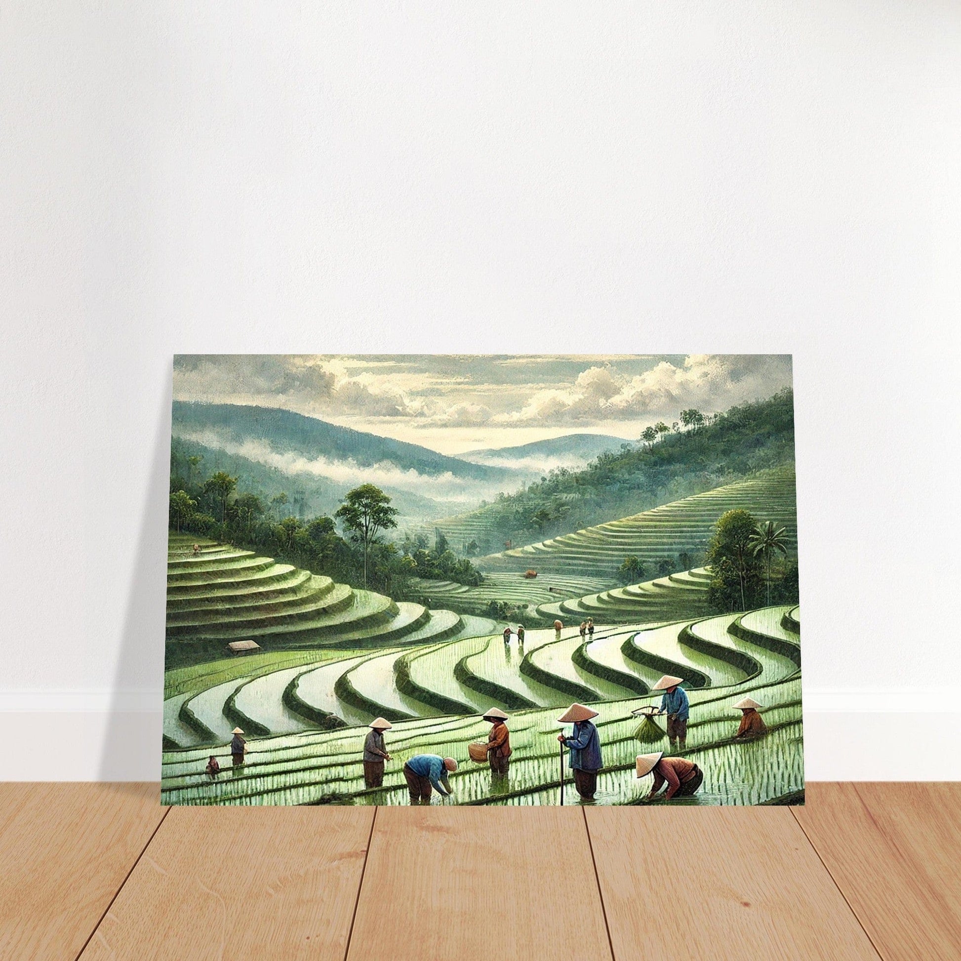 My Store Print Material Paddy Rice Farming One Aluminum Print