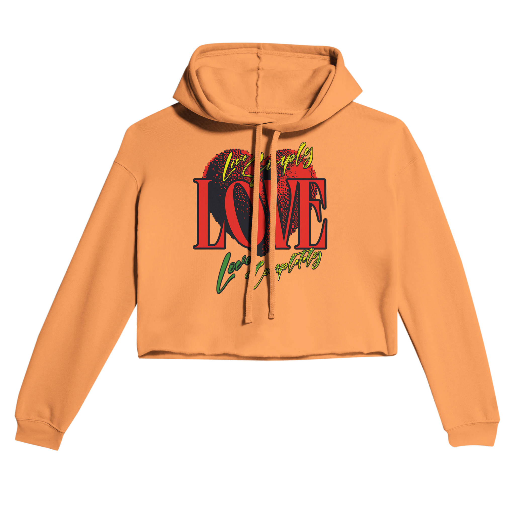 My Store Print Material Peach / S Live Simple Love Completely. Women's Cropped Hoodie | Bella + Canvas 7502