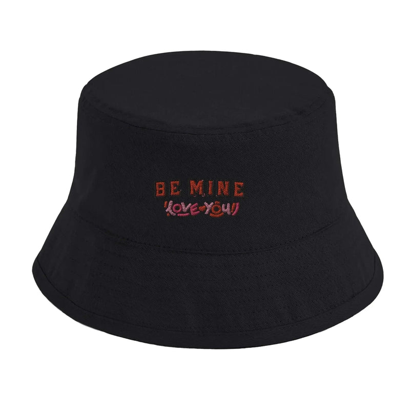 Stylish3Tees.com Print Material Black Be Mine, Love You Design Organic Cotton Bucket Hat | Beechfield B90N