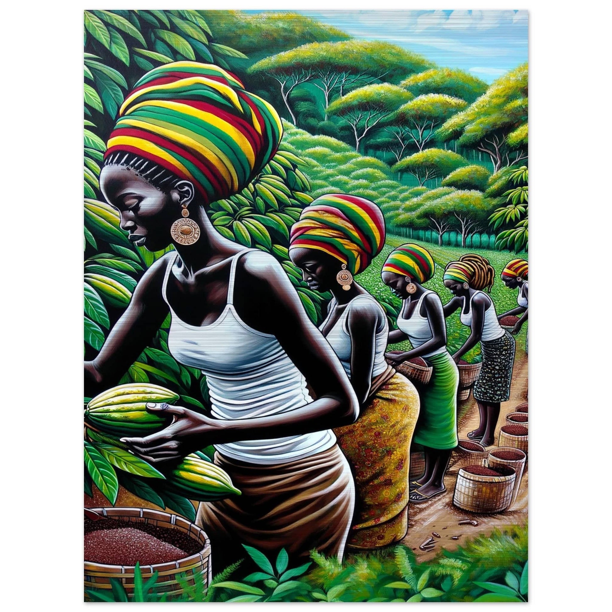 My Store Print Material 45x60 cm / 18x24″ Cocoa Farming Sisters One Brushed Aluminum Print