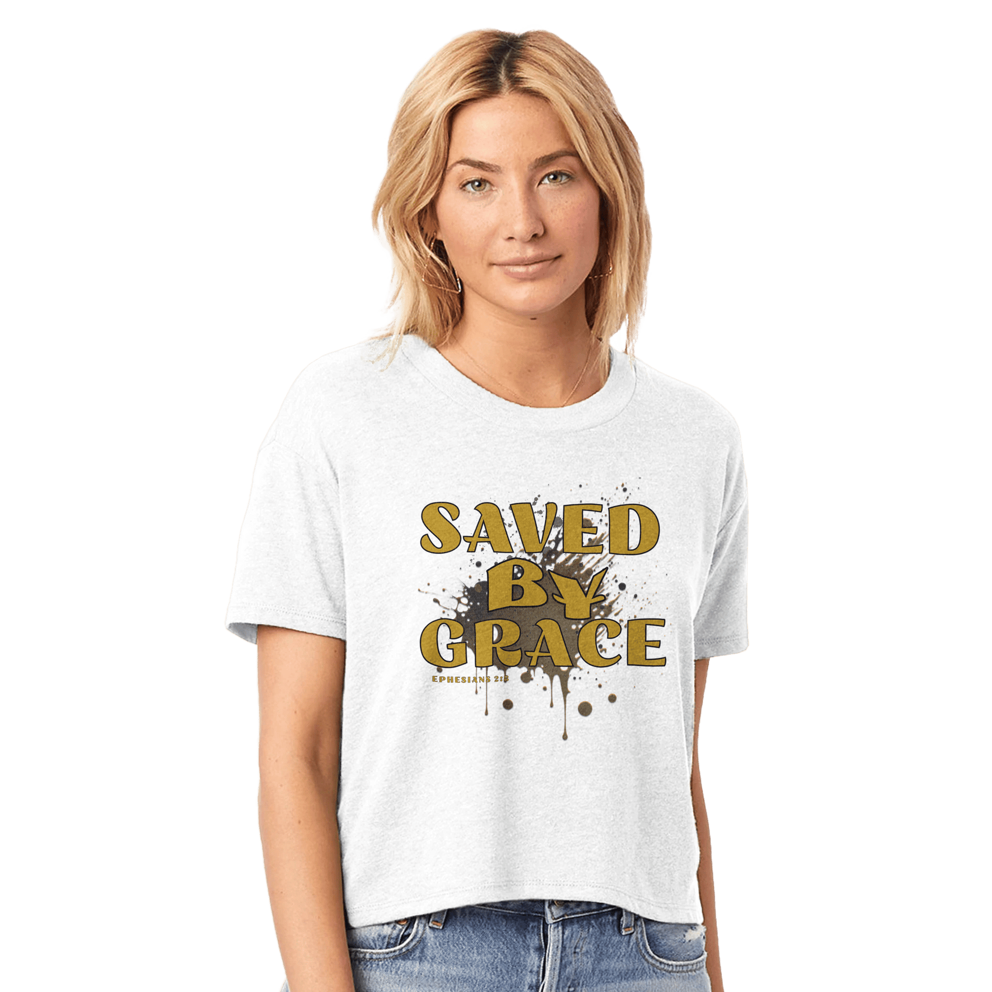 My Store Print Material White / XS Save By Grace. Women's Headliner Cropped Crewneck T-Shirt | Alternative 5114BP