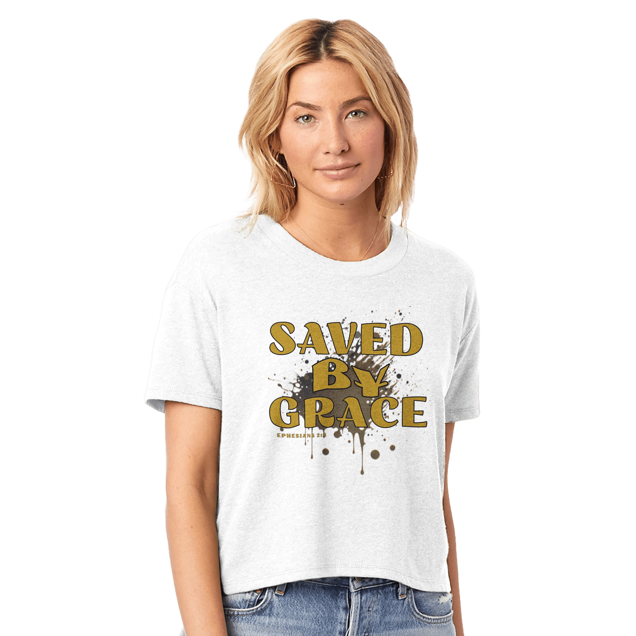My Store Print Material White / XS Save By Grace. Women's Headliner Cropped Crewneck T-Shirt | Alternative 5114BP
