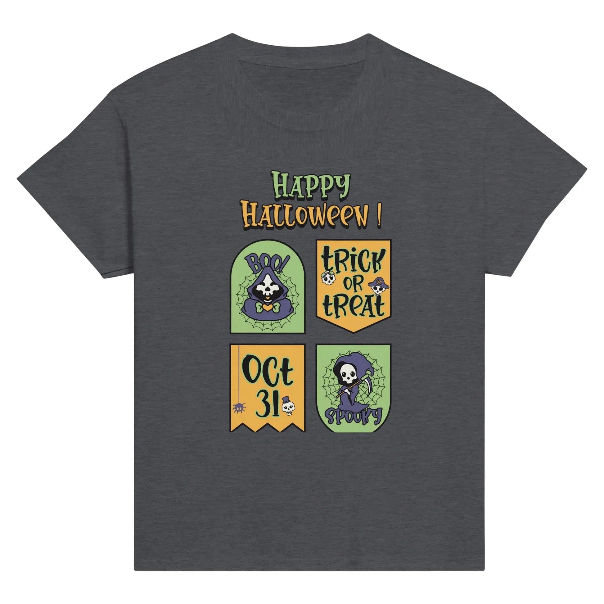 Stylish3Tees.com T-Shirts Dark Heather / S Happy Halloween Classic Kids Crewneck T-shirt