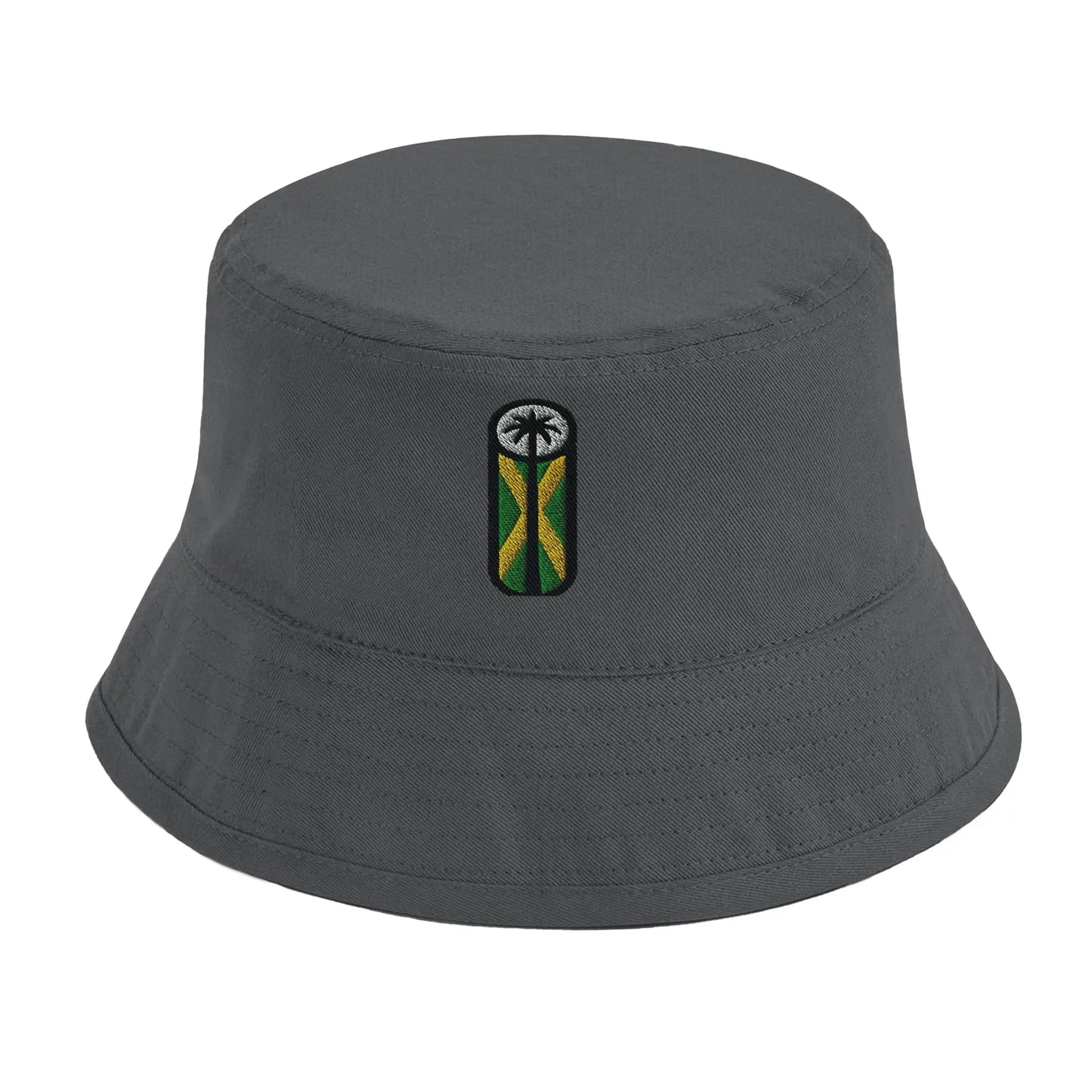 Stylish3Tees.com Print Material Graphite Grey Jamaica Symbol Organic Cotton Bucket Hat | Beechfield B90N