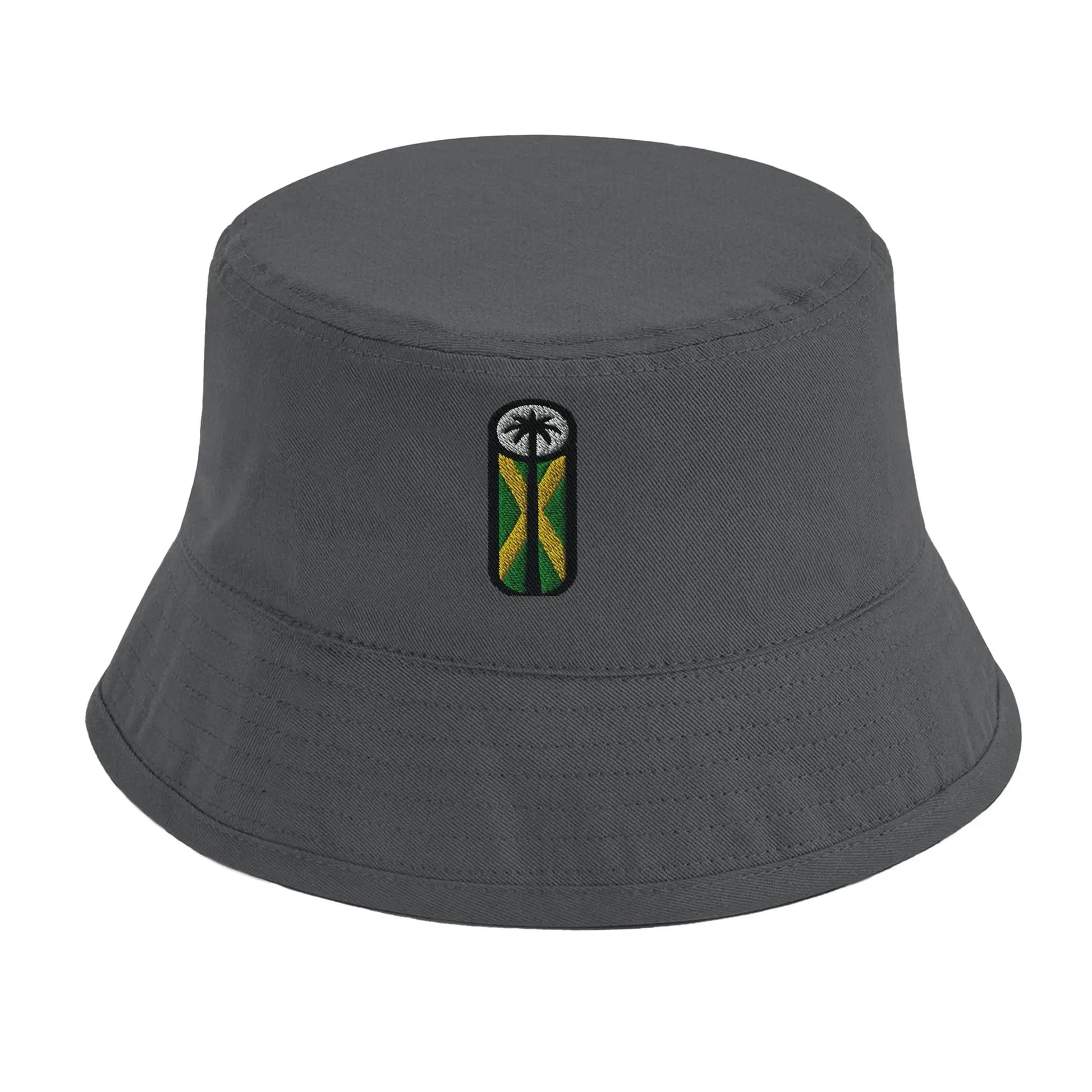 Stylish3Tees.com Print Material Graphite Grey Jamaica Symbol Organic Cotton Bucket Hat | Beechfield B90N