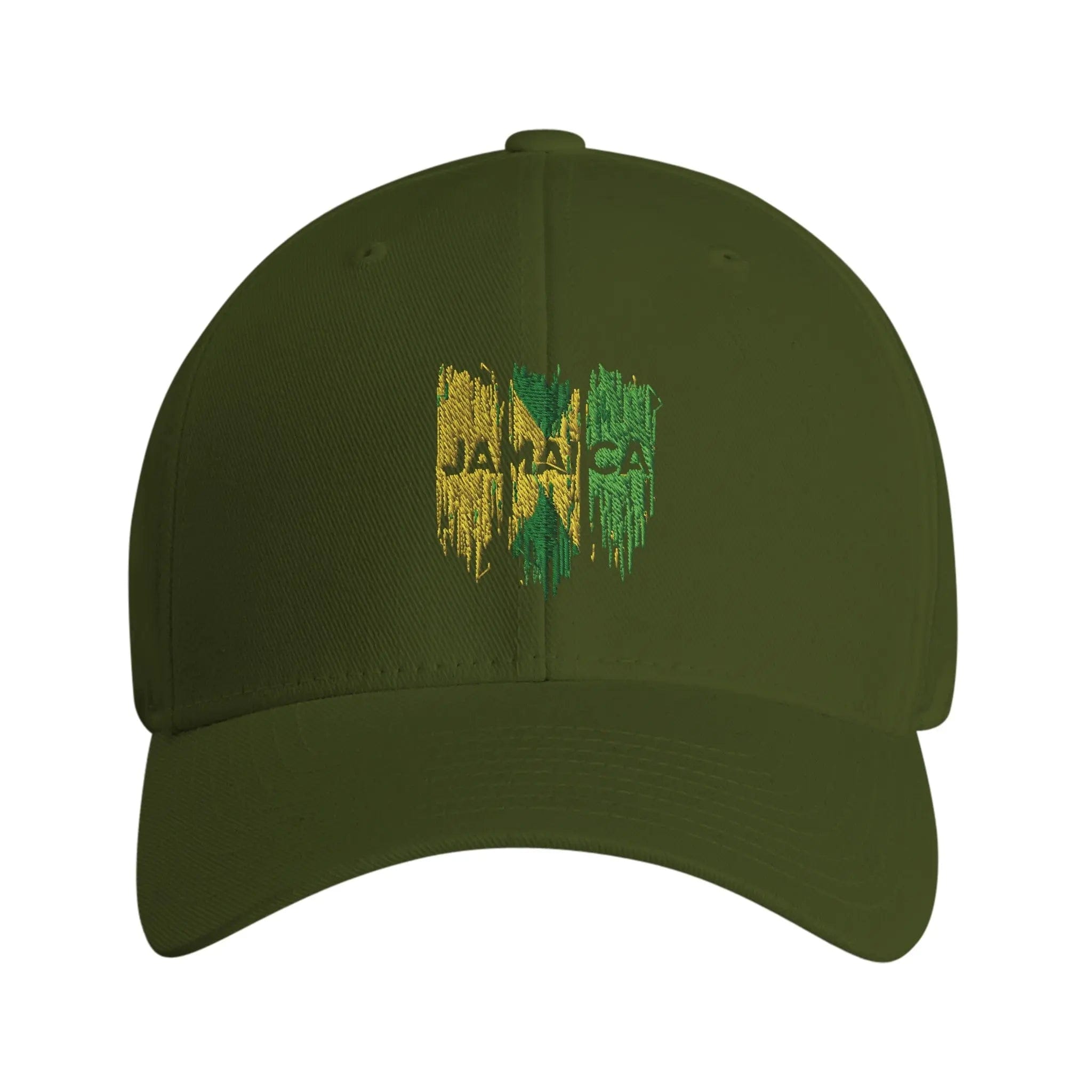 Stylish3Tees.com Print Material Olive Raw Unfiltered Jamaica Fitted Baseball Cap | Flexfit 6277
