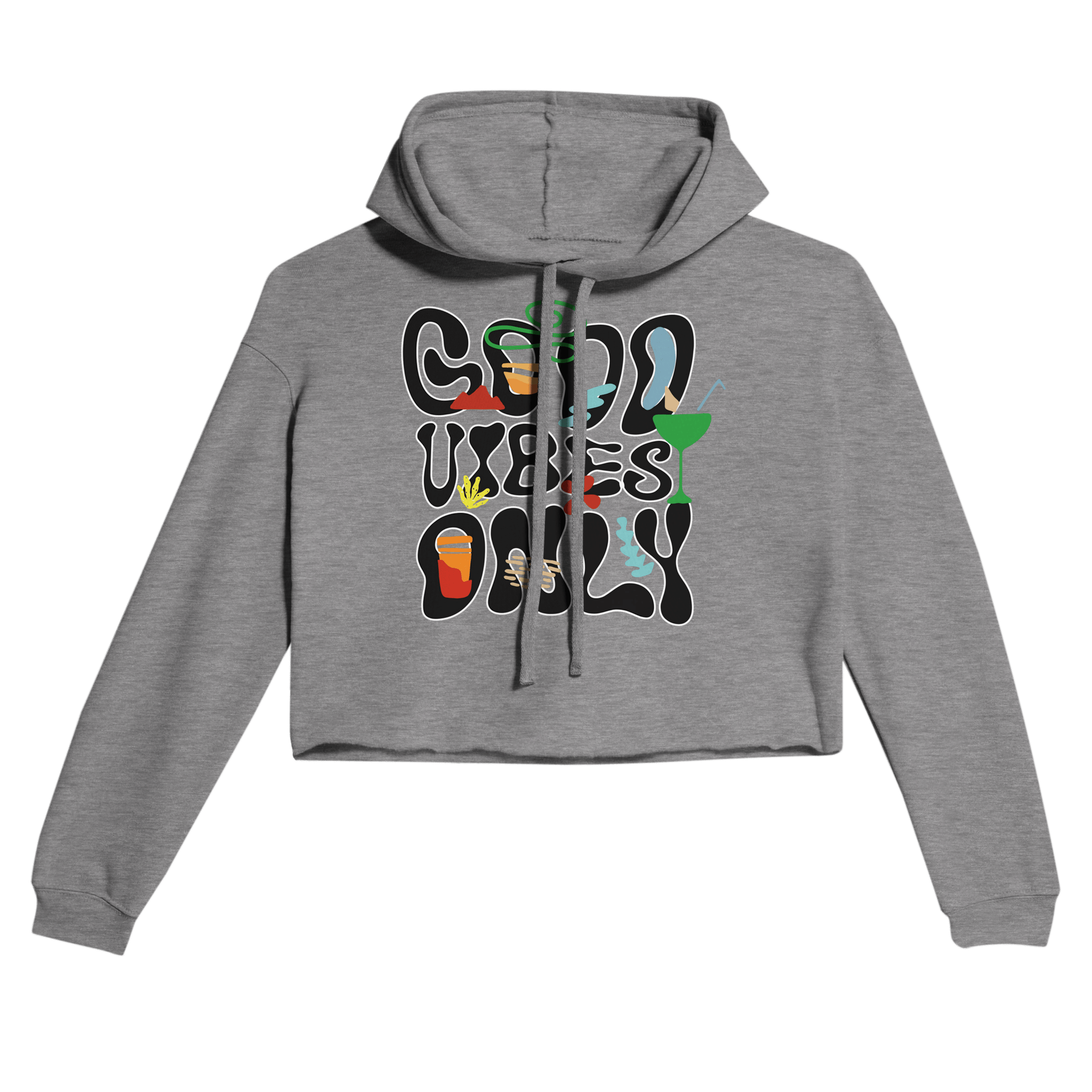My Store Crop Top Hoodie Dark Gray Heather / S Good Vibes Only. Women's Cropped Hoodie | Bella + Canvas 7502