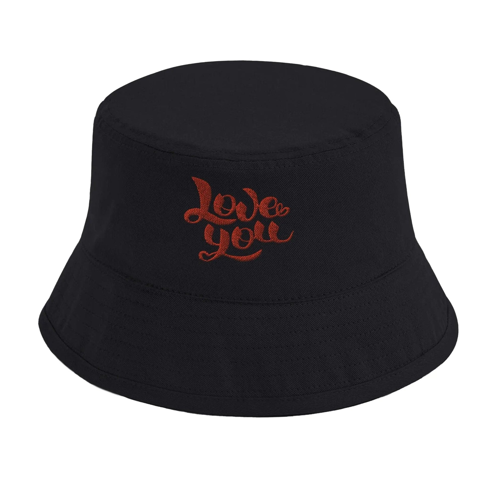Stylish3Tees.com Print Material Black Love You Organic Cotton Bucket Hat | Beechfield B90N