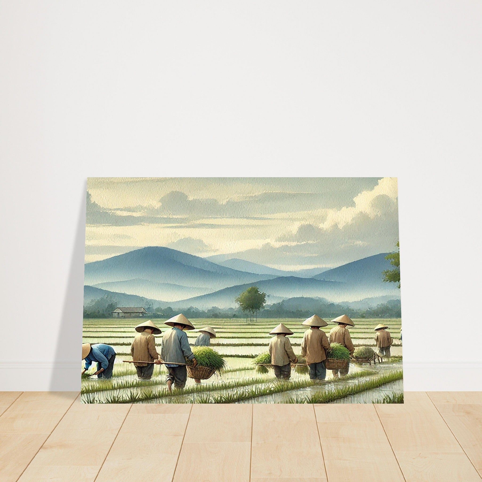 My Store Print Material Paddy Rice Farming Two Aluminum Print