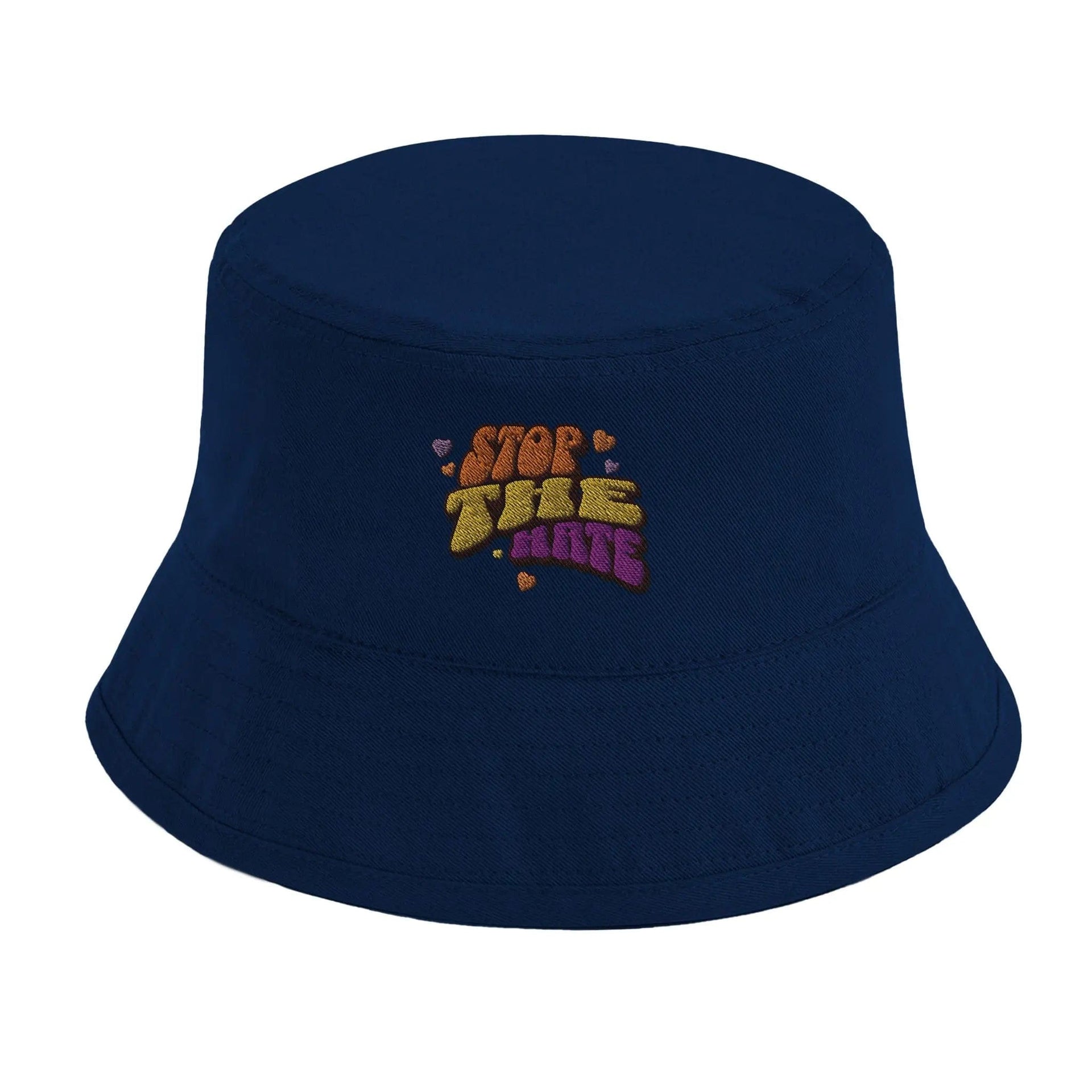 Stylish3Tees.com Print Material Navy Stop The Hate Organic Cotton Bucket Hat | Beechfield B90N