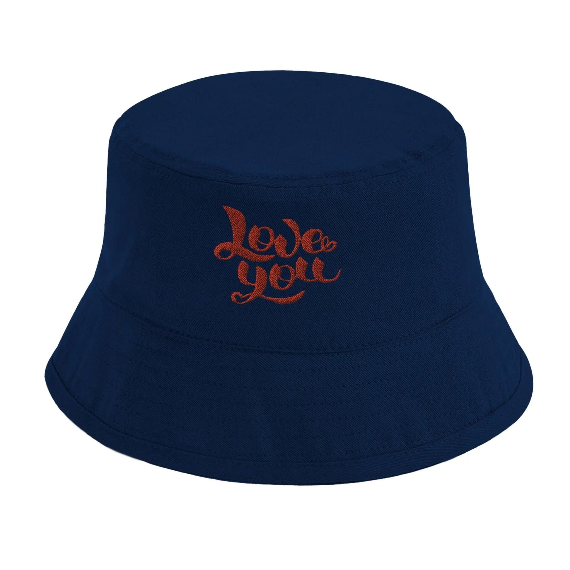 Stylish3Tees.com Print Material Navy Love You Organic Cotton Bucket Hat | Beechfield B90N