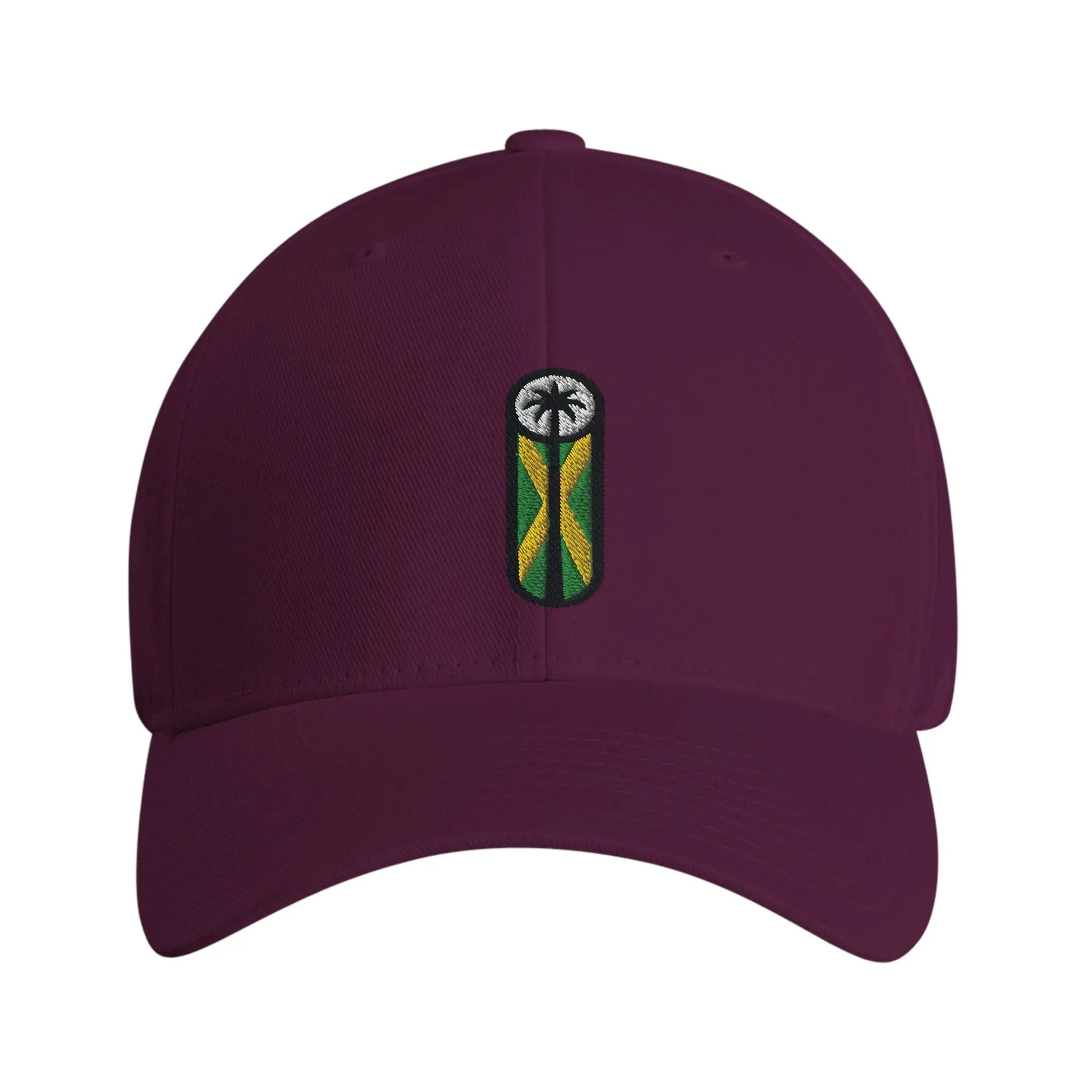 Stylish3Tees.com Print Material Maroon Jamaica Symbol Luxury Fitted Baseball Cap | Flexfit 6277