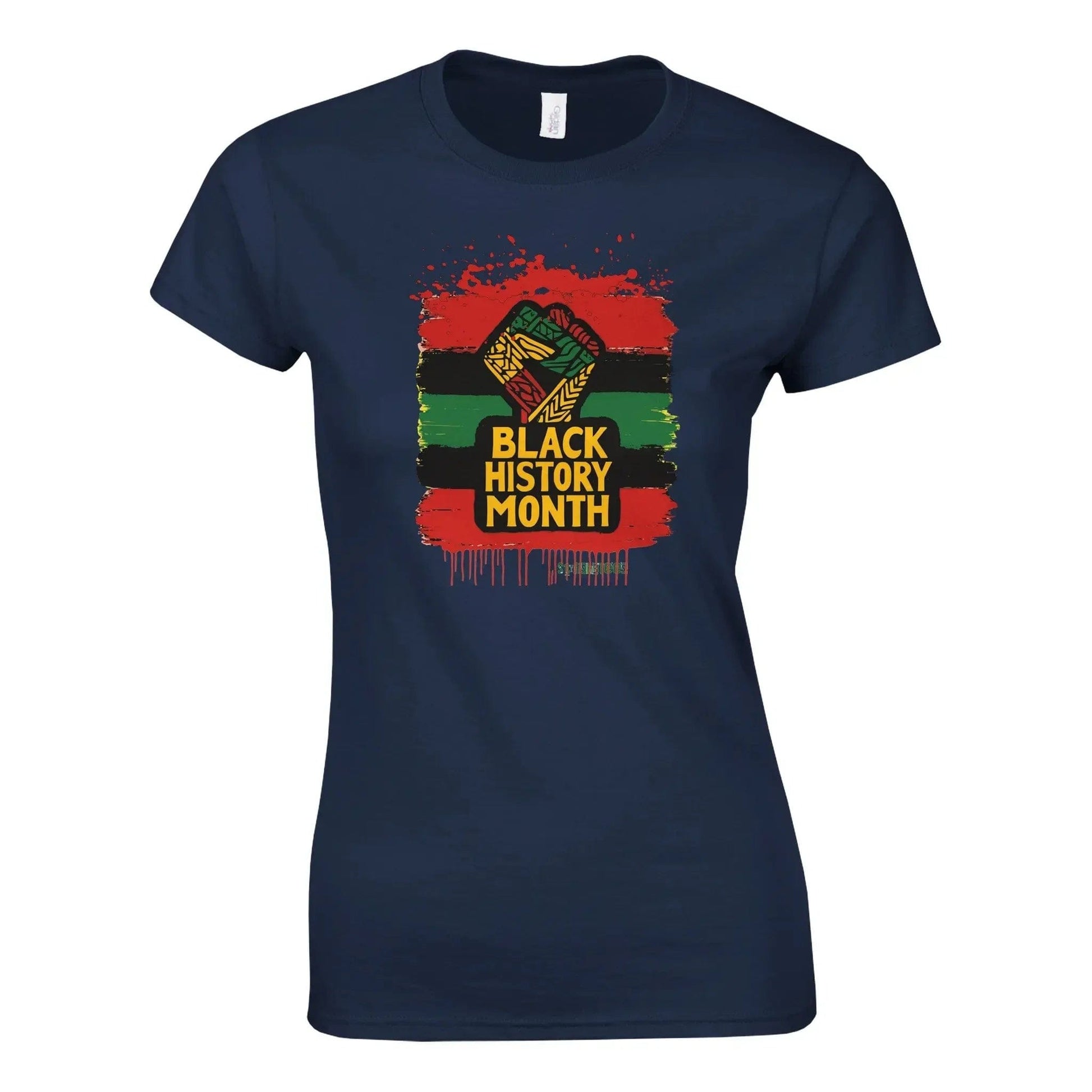 Stylish3Tees.com Print Material Navy / S Black History Month Classic Womens Crewneck T-shirt | Gildan® 64000L