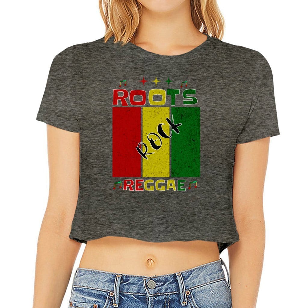 Awkward Styles S / Dark Grey Heather Roots Rock Reggae. Women’s Flowy Cropped Tee