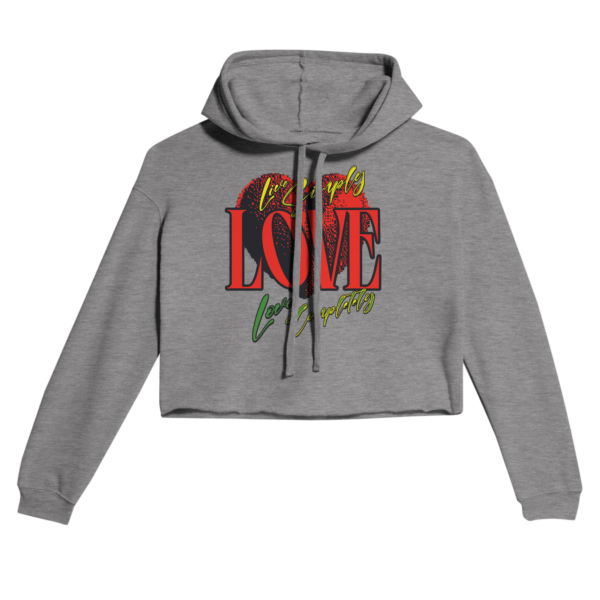 My Store Print Material Dark Gray Heather / S Live Simple Love Completely. Women's Cropped Hoodie | Bella + Canvas 7502