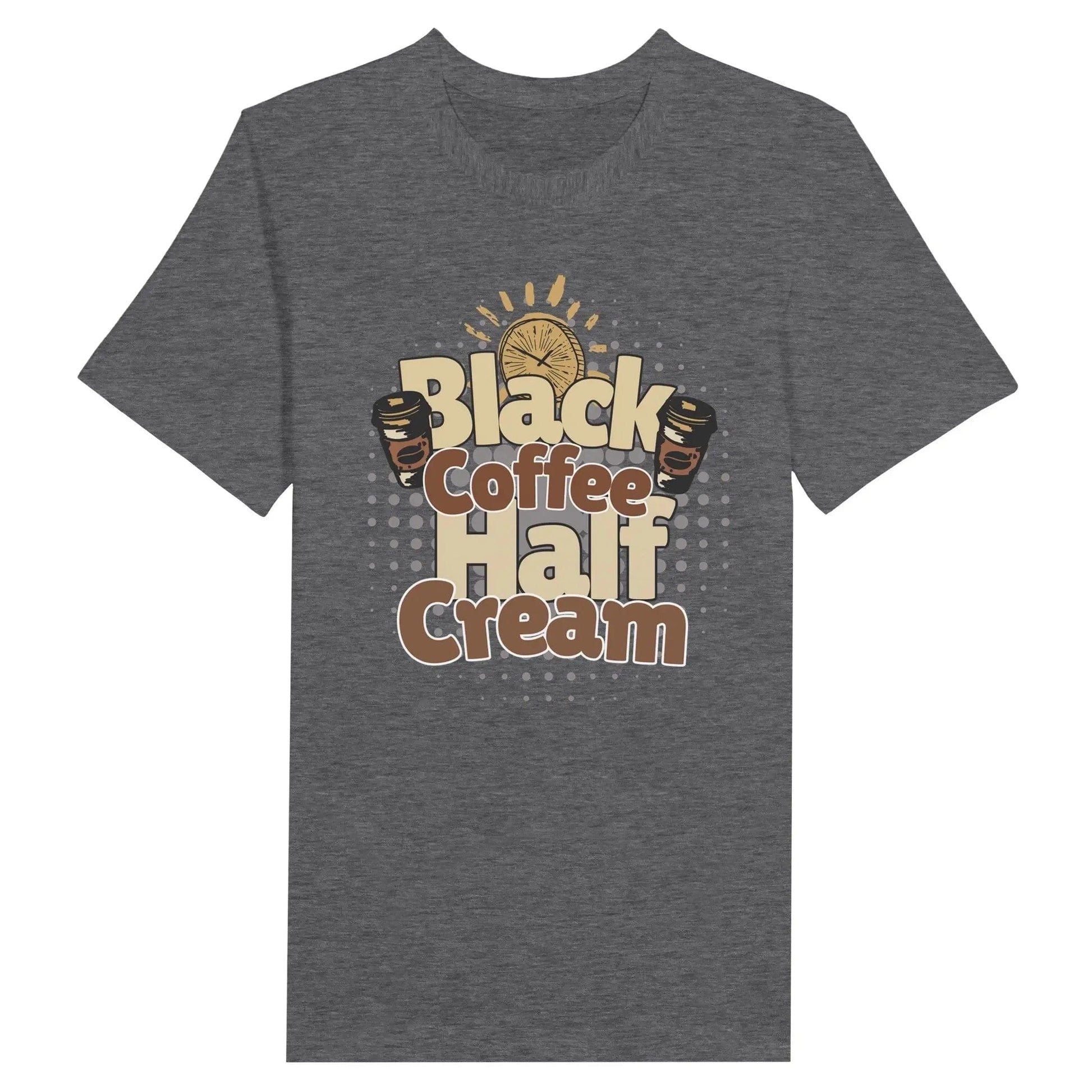 Stylish3Tees.com Print Material Dark Gray Heather / S Black Coffee-Half Cream Premium Unisex Crewneck T-shirt