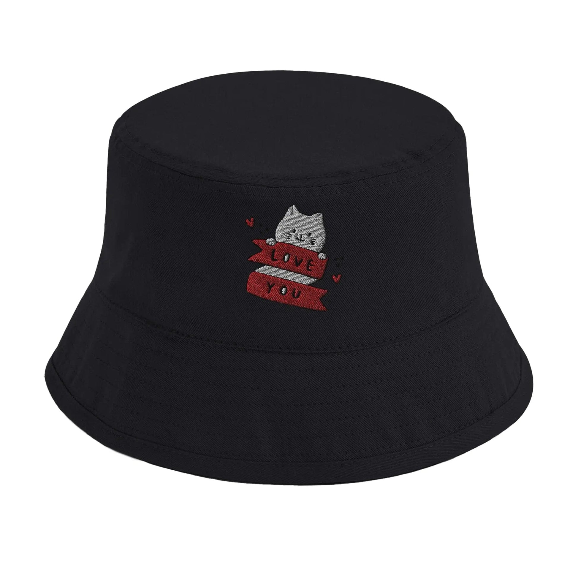 Stylish3Tees.com Print Material Black Love You Organic Cotton Bucket Hat | Beechfield B90N