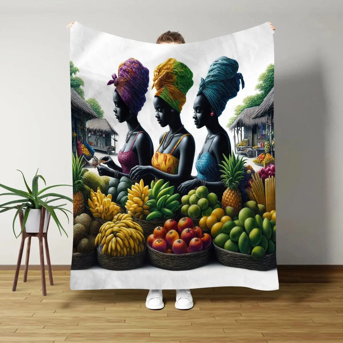 Stylish3Tees.com Colorful / 70X60 Sisters At The Marketplace Throw Blanket
