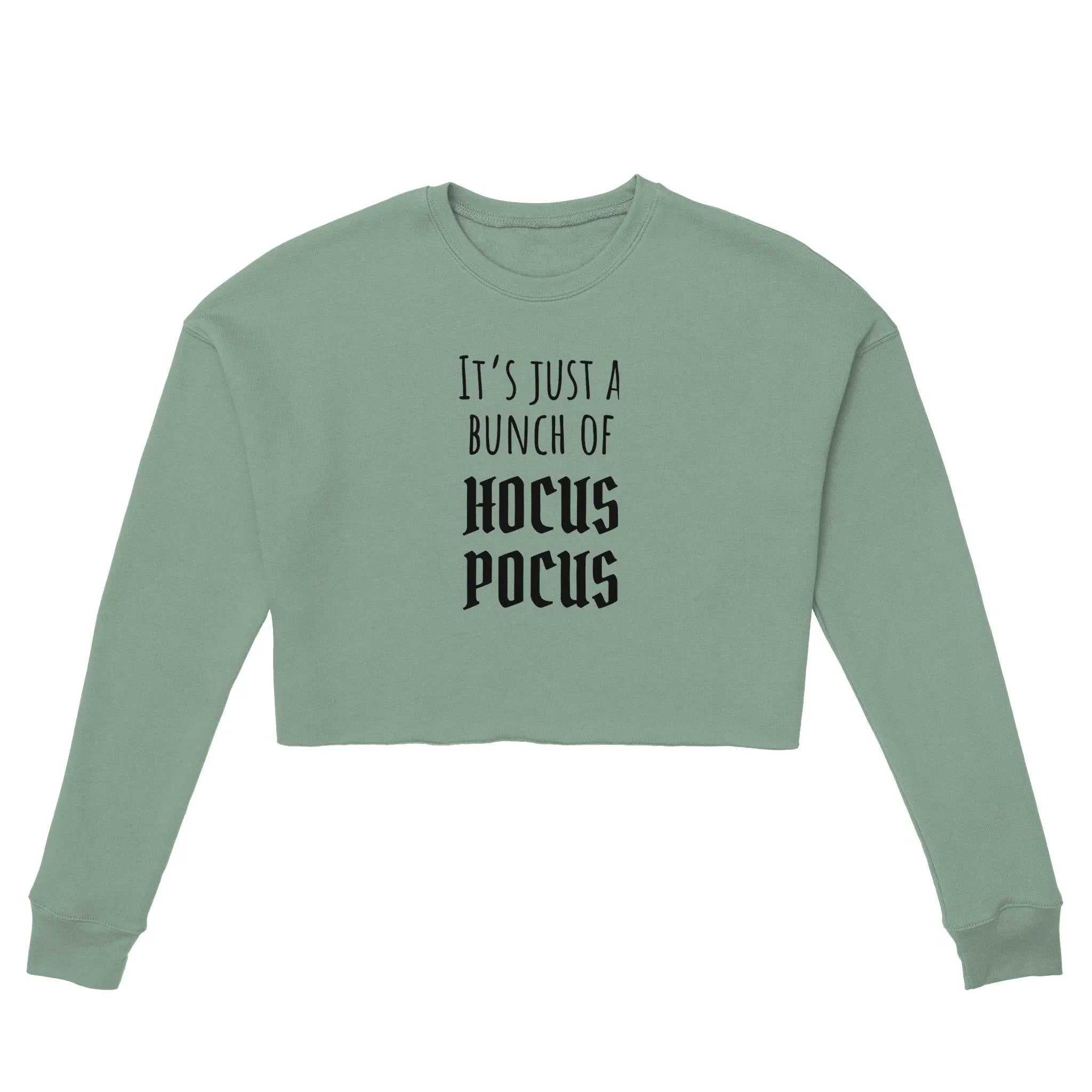 Womens Cropped Sweatshirt in sage green with printed quote and ribbed cuffs