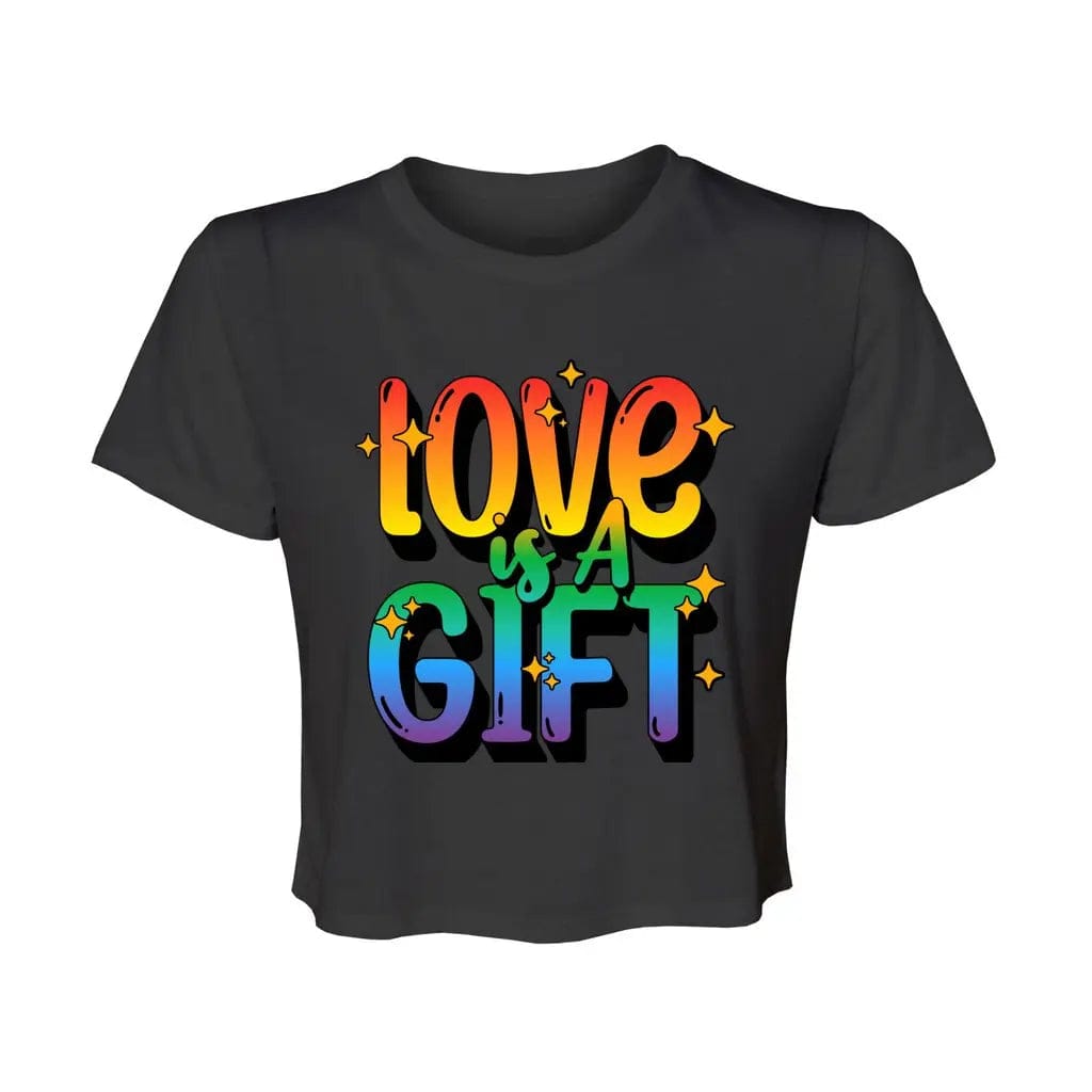 Awkward Styles S / Black Love Is A Gift Women’s Flowy Cropped Tee