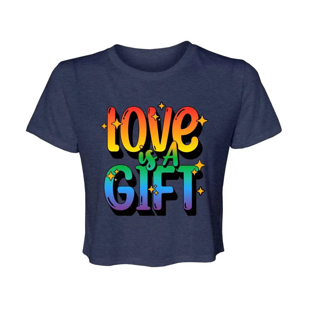 Awkward Styles S / Heather Navy Love Is A Gift Women’s Flowy Cropped Tee