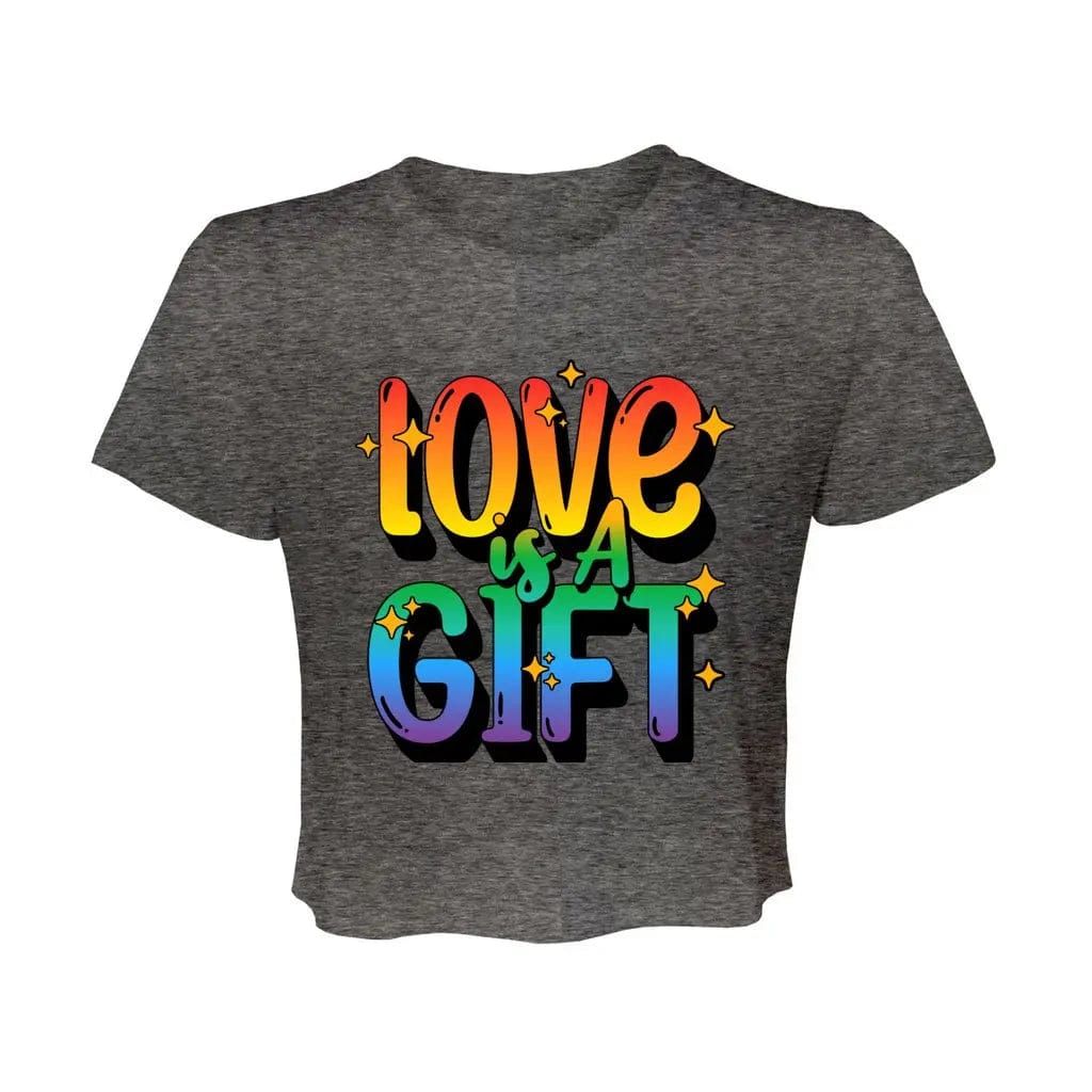 Awkward Styles S / Dark Grey Heather Love Is A Gift Women’s Flowy Cropped Tee