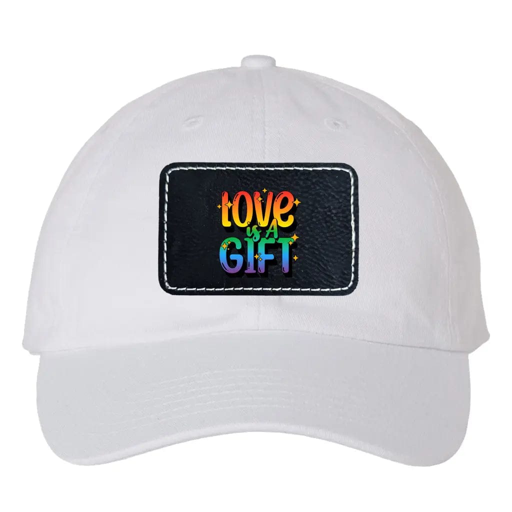 Awkward Styles Black / White Love Is A Gift Bio-Washed Classic Dad Hat with Rectangle Leather Patch