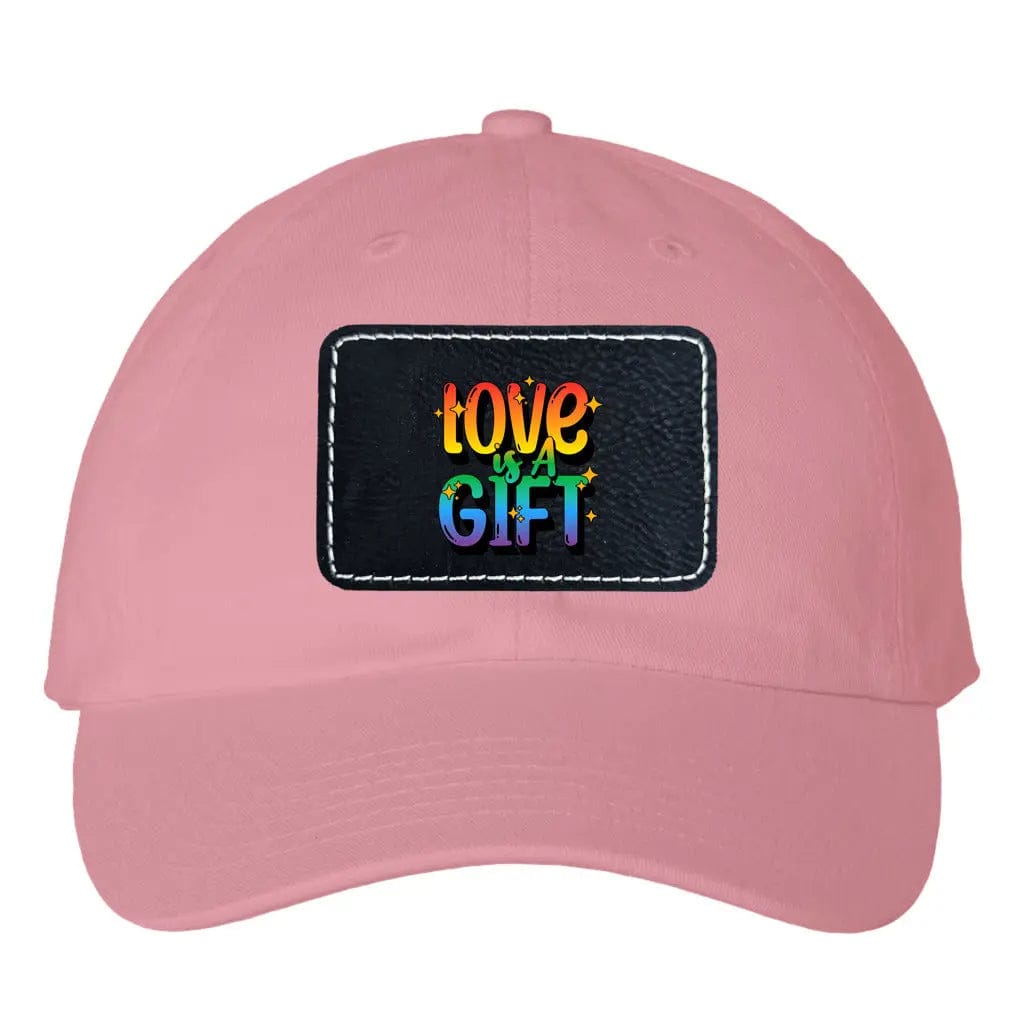 Awkward Styles Black / Light Pink Love Is A Gift Bio-Washed Classic Dad Hat with Rectangle Leather Patch