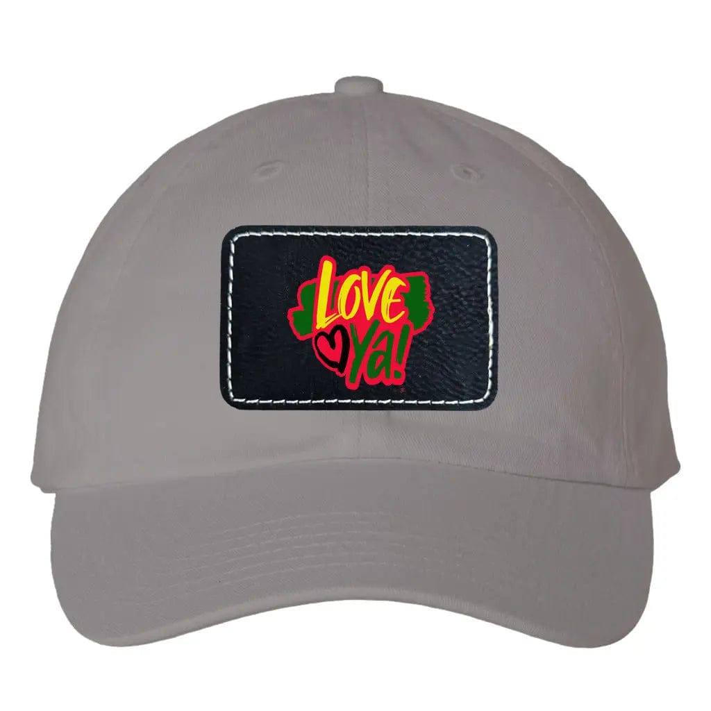 Awkward Styles Black / Grey Love Ya! 2 Bio-Washed Classic Dad Hat with Rectangle Leather Patch