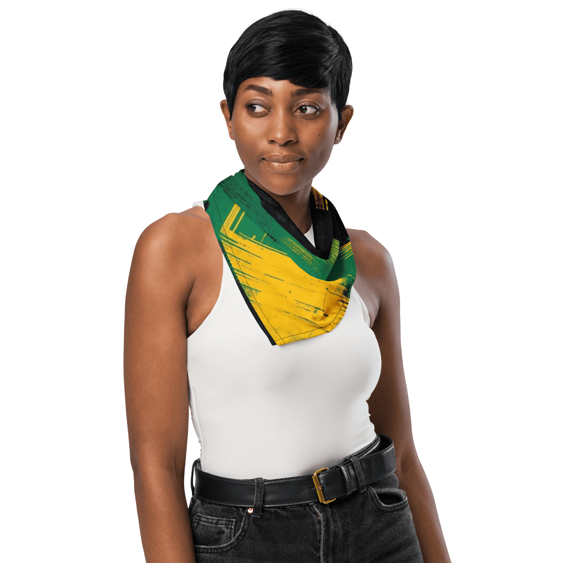 Stylish3Tees.com L Bold Geometry (Green, Gold & Black) All-over print bandana