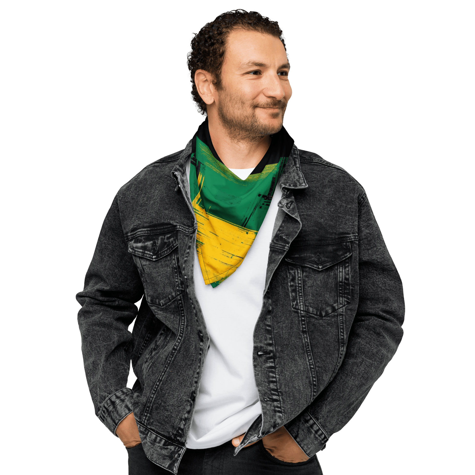 Stylish3Tees.com Bold Geometry (Green, Gold & Black) All-over print bandana