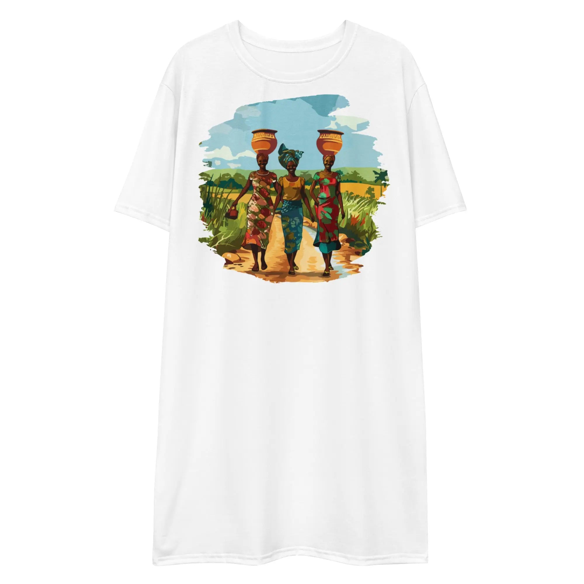 Africa Vibes Ladies Tall Comfort T-Shirt Dress - Stylish3Tees.com
