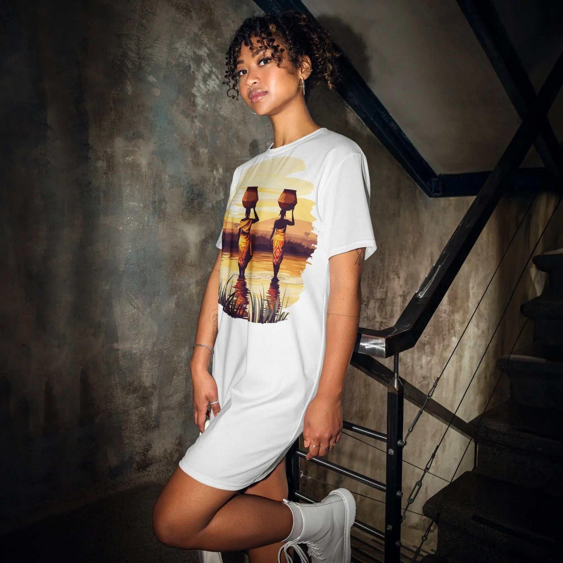 Stylish3Tees.com Africa Vibes Ladies Comfort Tall T shirt dress